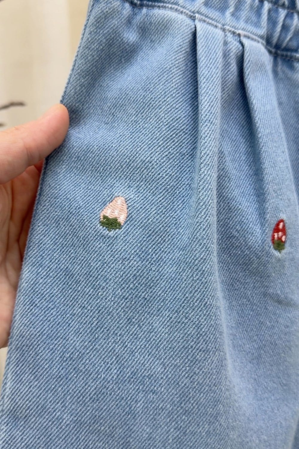 Kız Çocuk Laciel Çilek Nakışlı Baloon Jean Pantolon