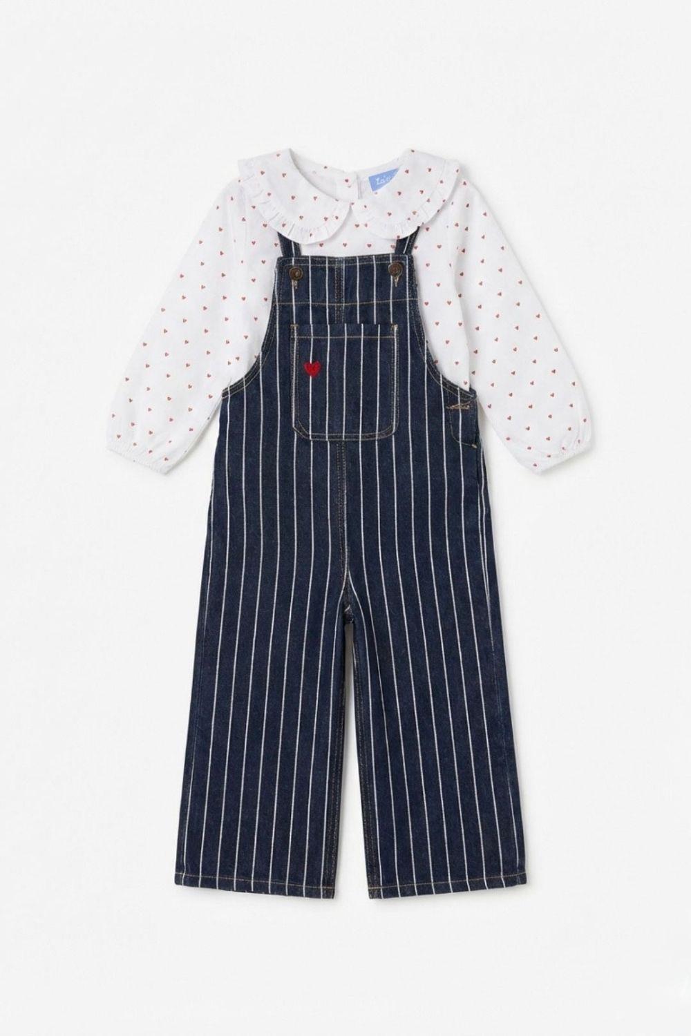 Kız Çocuk Laciel Denim Tulum Gömlek Dahil