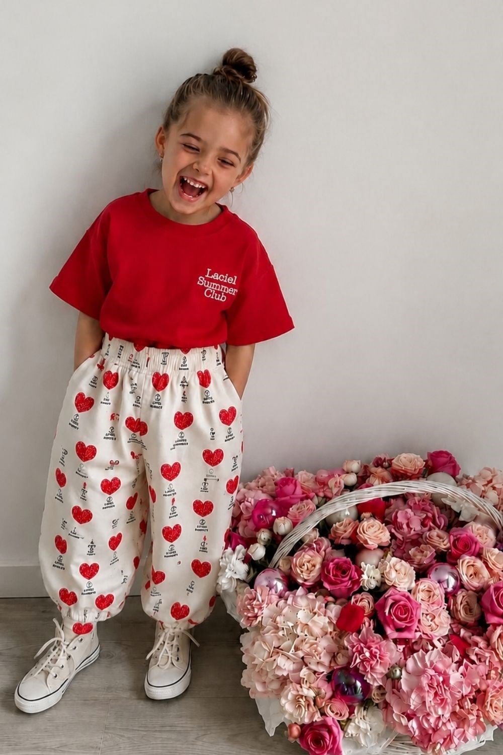 Kız Çocuk Laciel Takım Kalpli Baloon Jean Summer Tshirt
