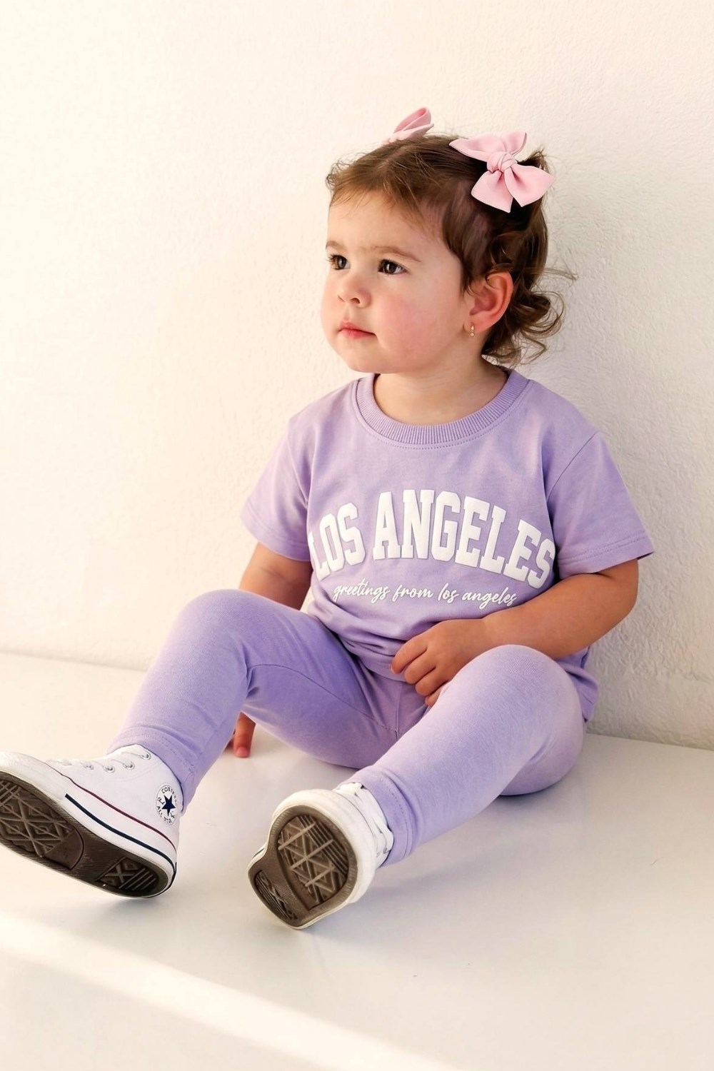 Kız Çocuk Los Angeles Lila Nice Süzene Nakışlı Taytlı Takım