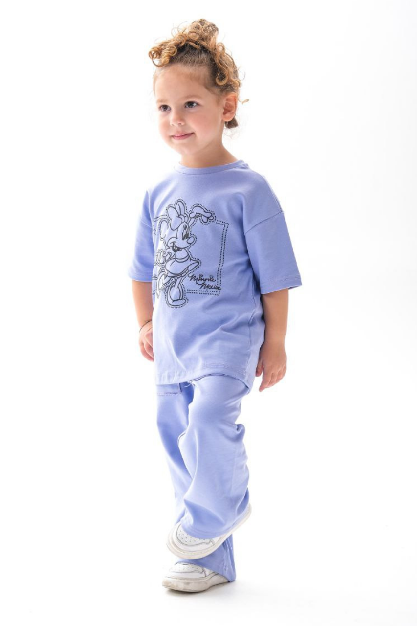 Kız Çocuk 1-12 Yaş Minnie Lila Tshirt Yaz Takım