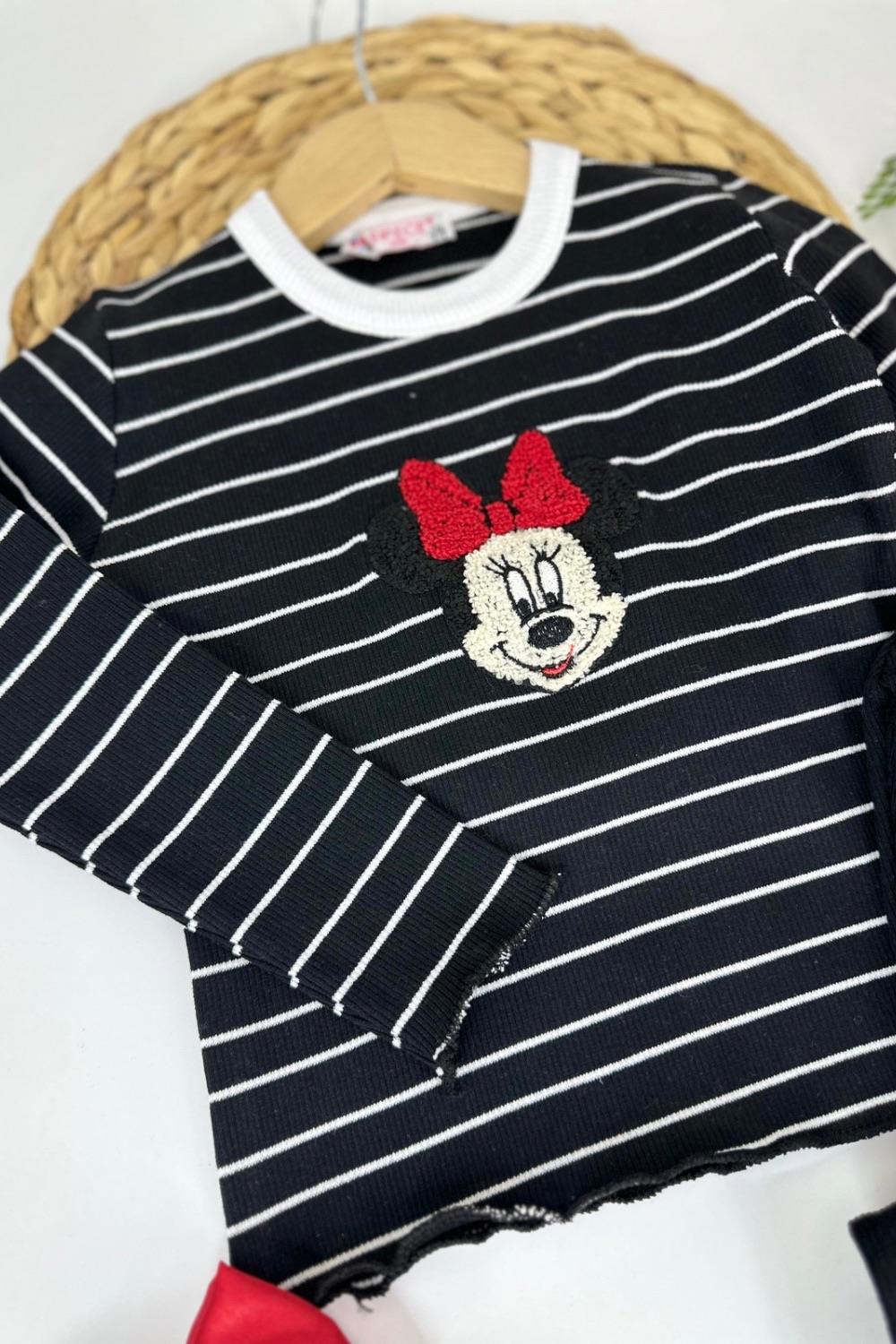 Kız Çocuk Minnie Siyah Taytlı Takım