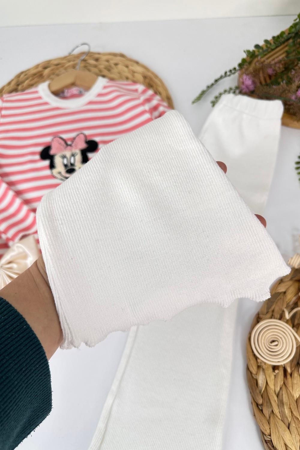 Kız Çocuk Minnie Somon Taytlı Takım