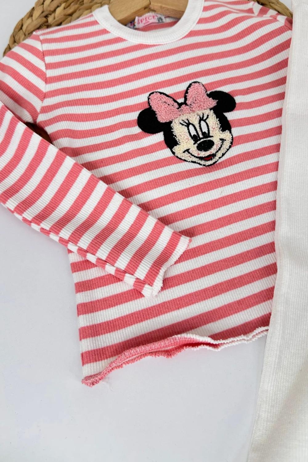 Kız Çocuk Minnie Somon Taytlı Takım
