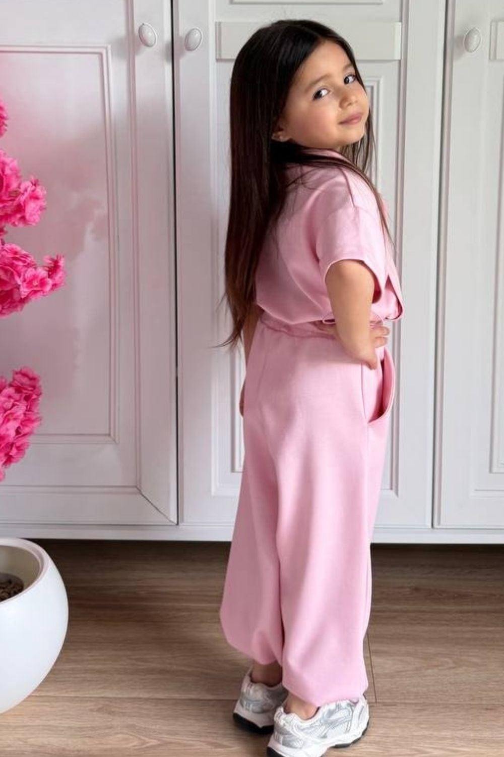 Kız Çocuk Oys. Kumaş Pembe İkili Takım