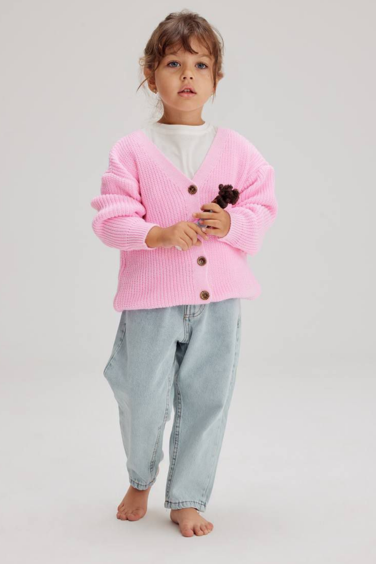 Kız Çocuk Pembe Triko Hırka