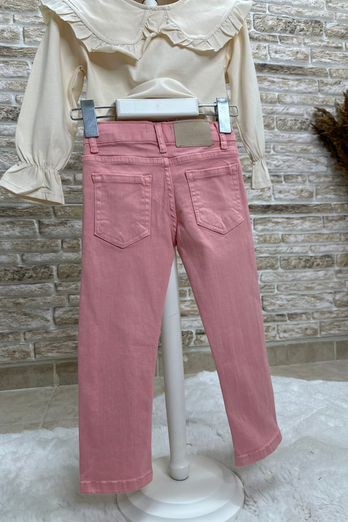 Kız Çocuk Pembe Jean Pantolon