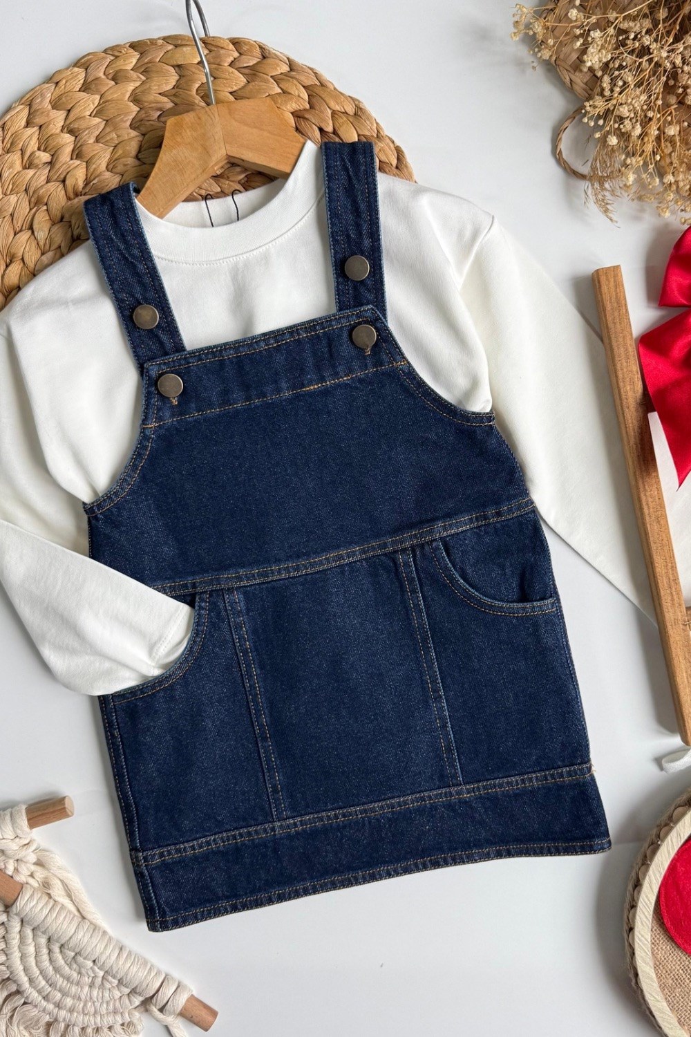 Kız Çocuk Premium Jile Laci Denim Elbise