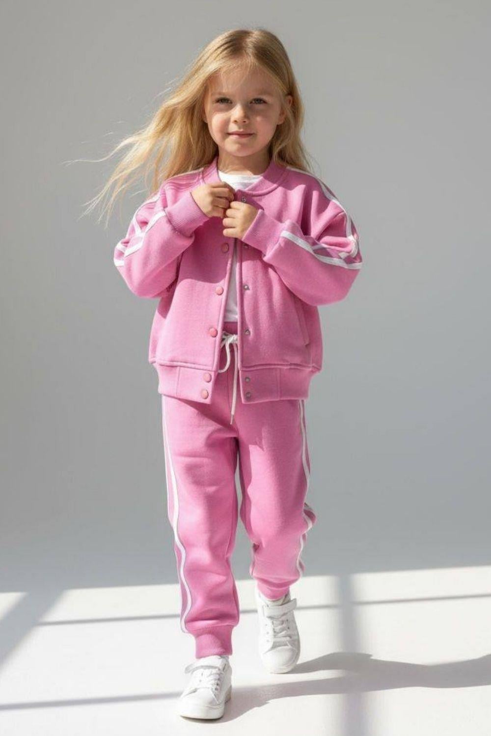 Kız Çocuk Tshirt Dahil Şardonlu Pembe Takım