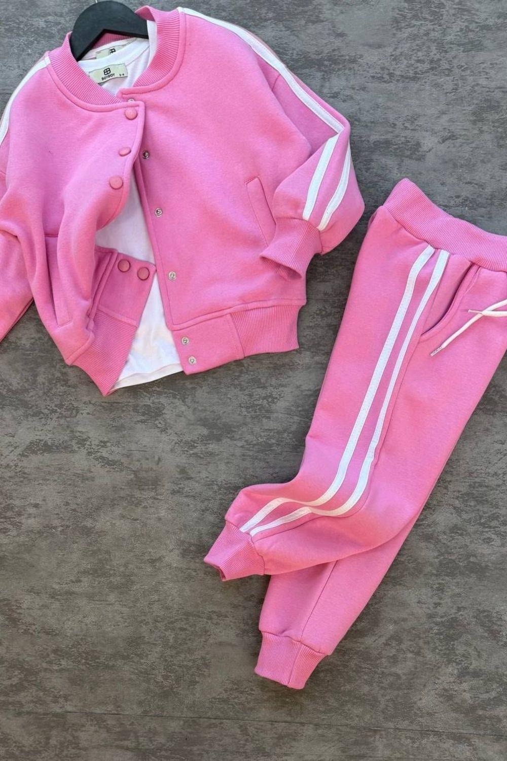 Kız Çocuk Tshirt Dahil Şardonlu Pembe Takım