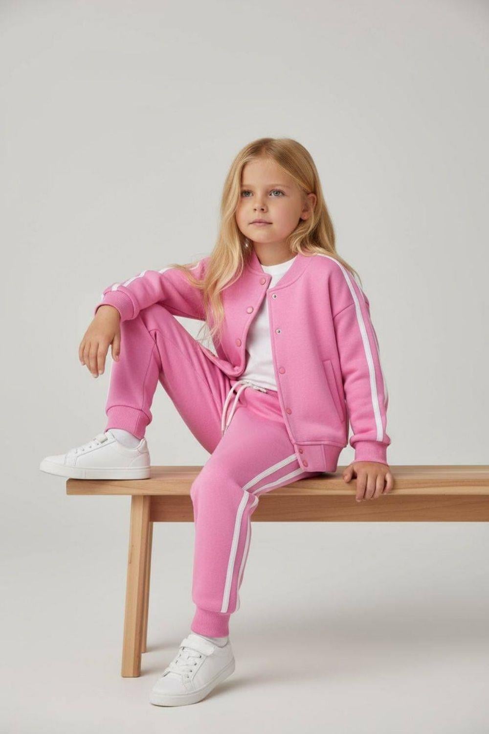 Kız Çocuk Tshirt Dahil Şardonlu Pembe Takım