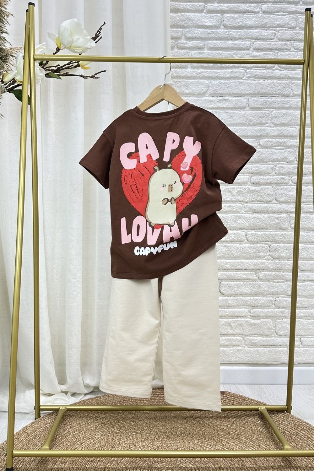Kız Çocuk Tshirtlü Capypara İkili Takım