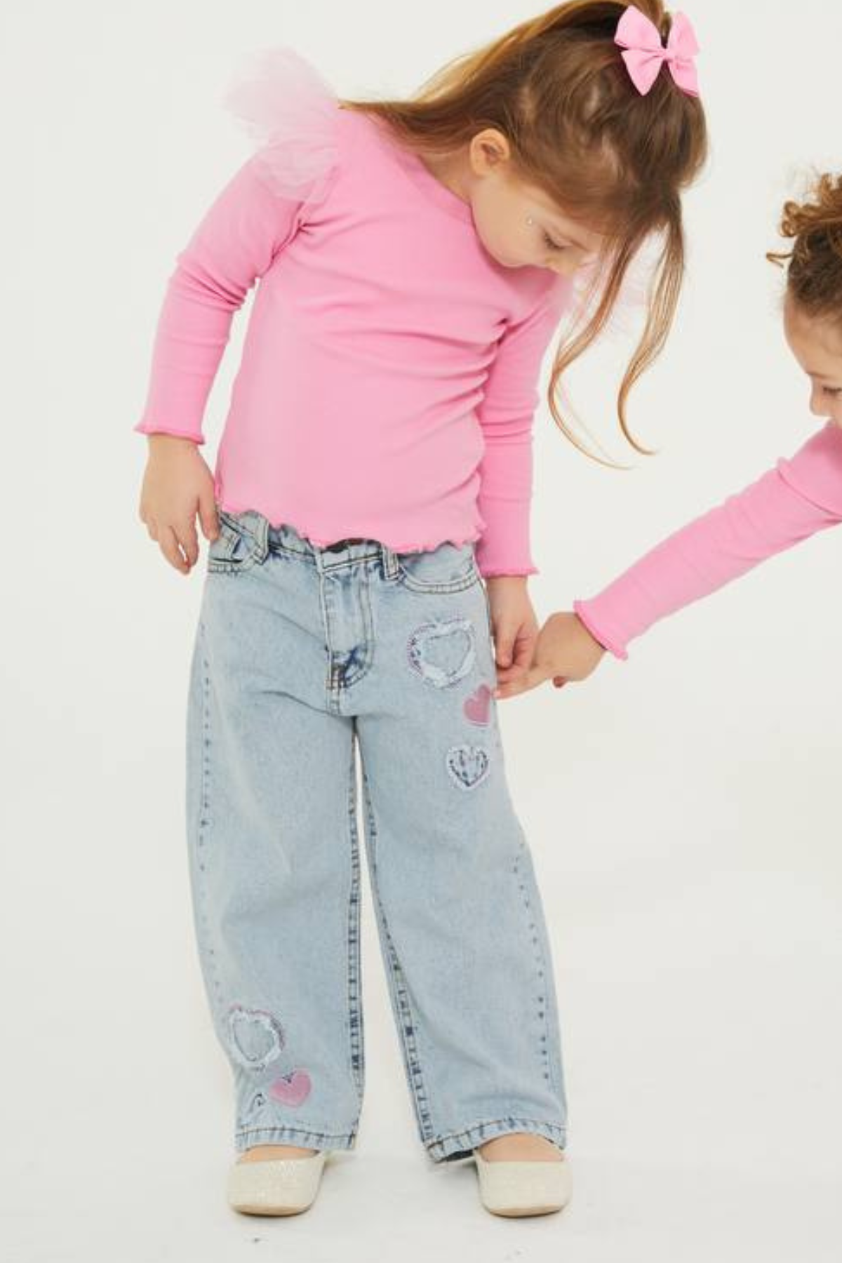 Kız Çocuk Tütü Detaylı Nakışlı Jeans Takim 