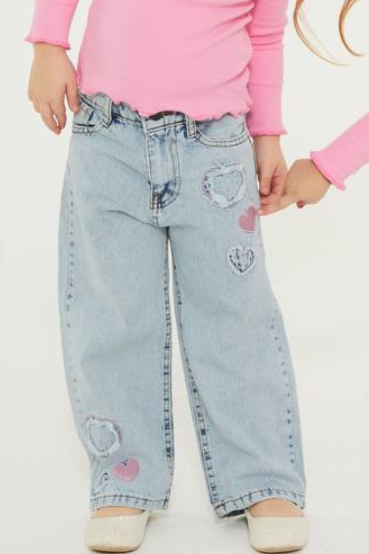 Kız Çocuk Tütü Detaylı Nakışlı Jeans Takim 