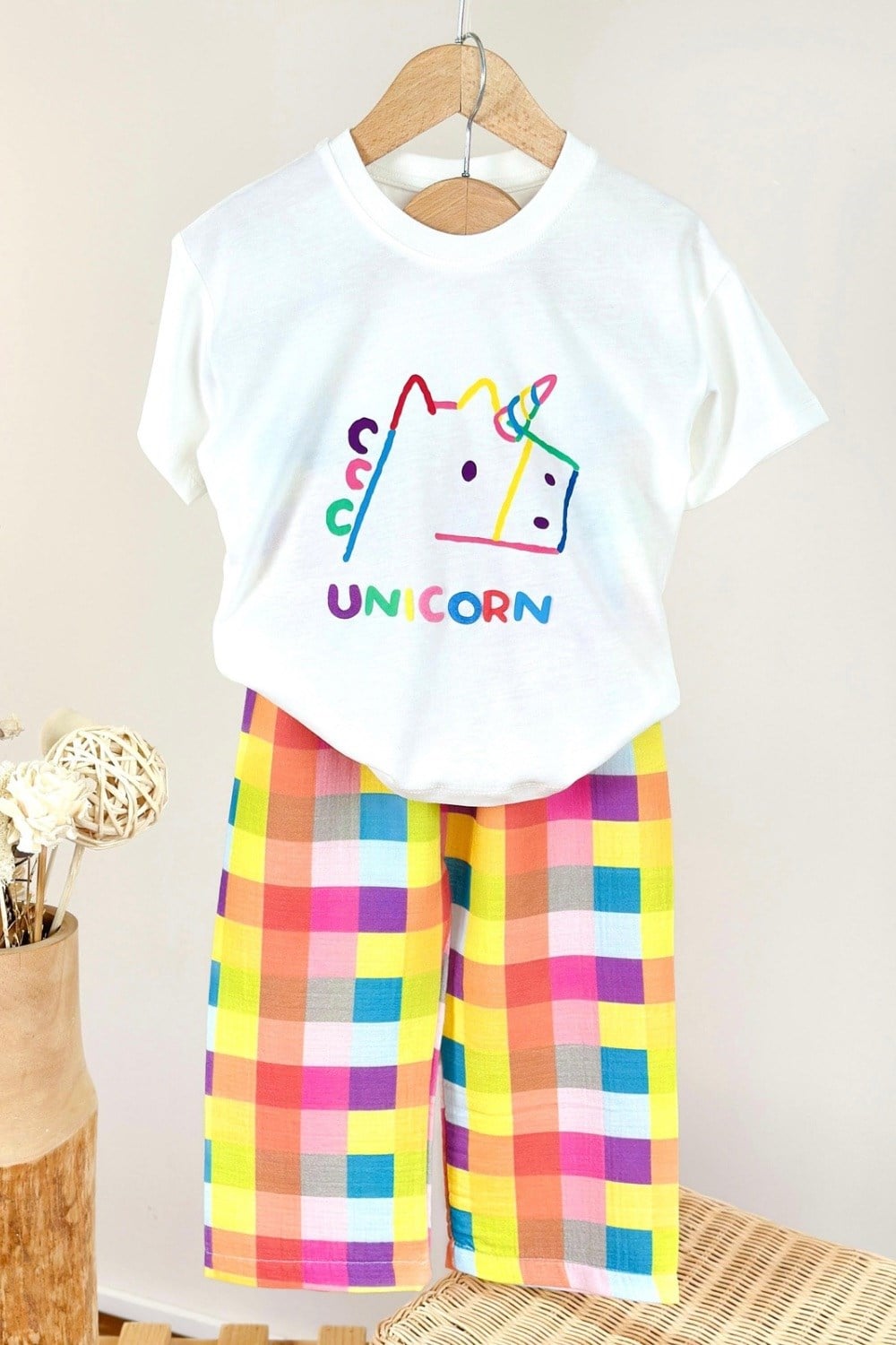 Kız Çocuk Unicorn Renkli Alt Uzun Takım