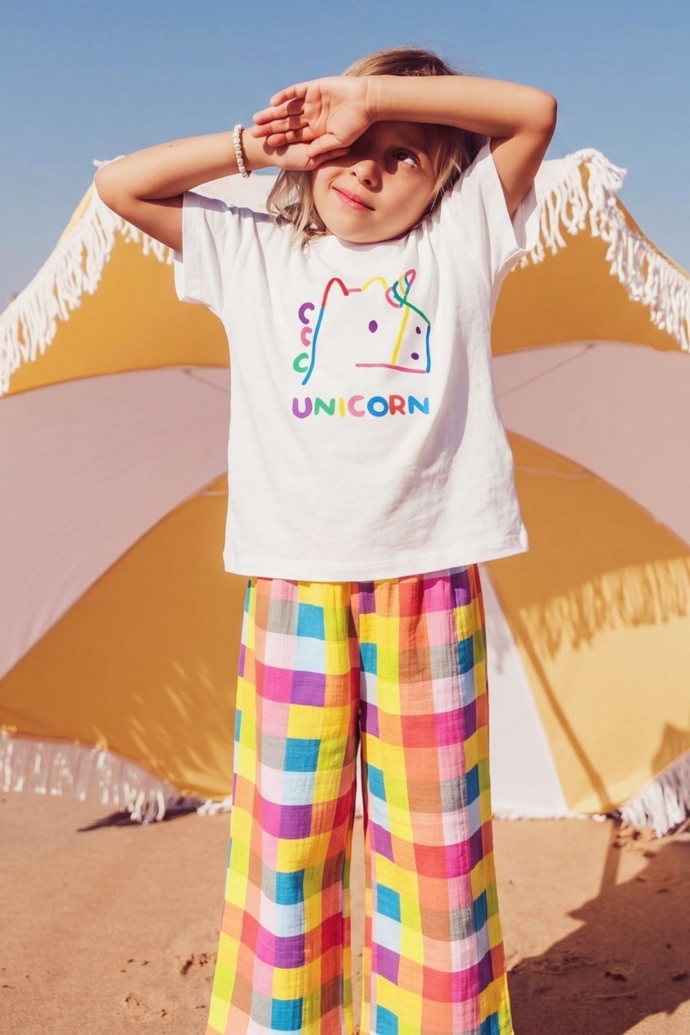 Kız Çocuk Unicorn Renkli Alt Uzun Takım