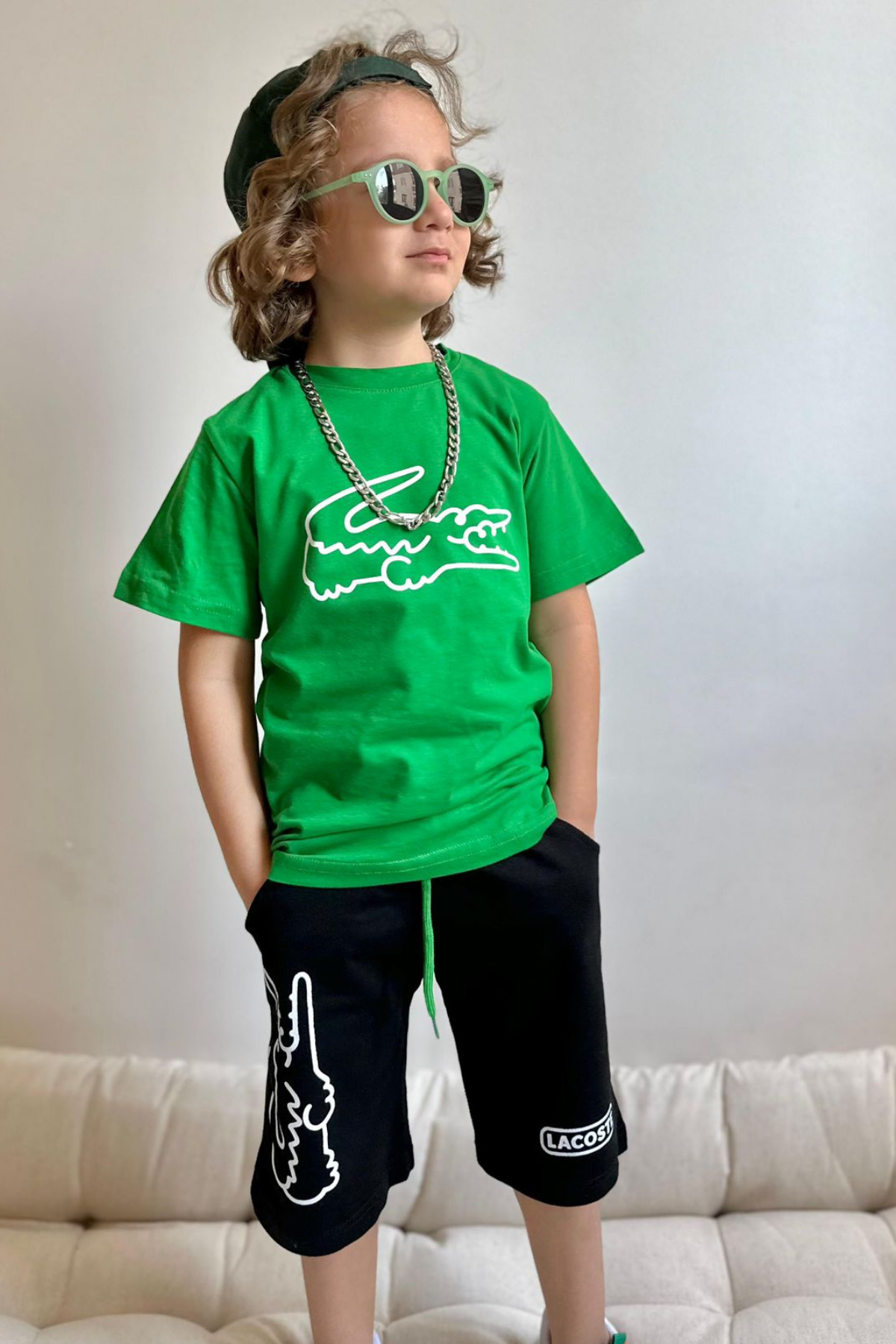 Lacoste Yeşil Siyah Şortlu Takım