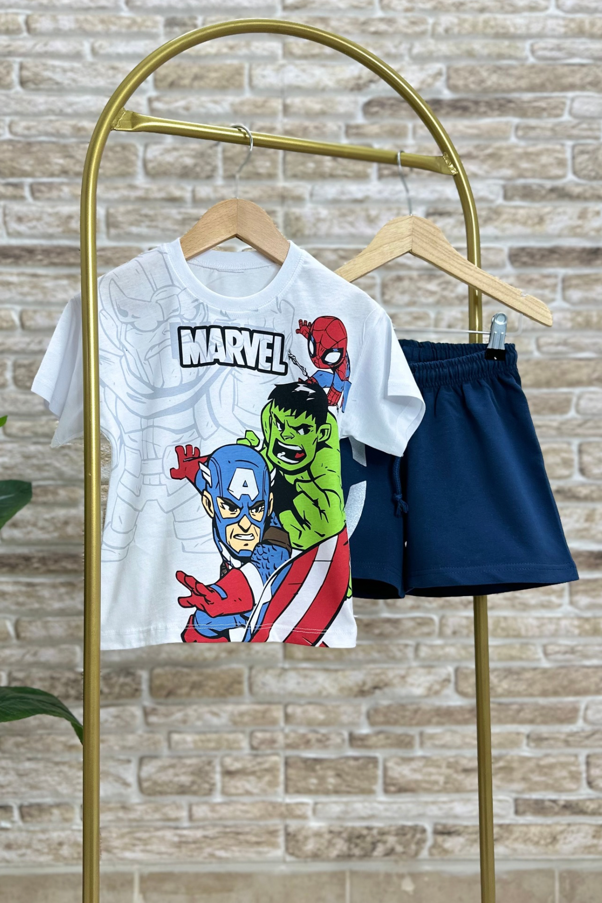 Marvel Lacivert Şort Takım