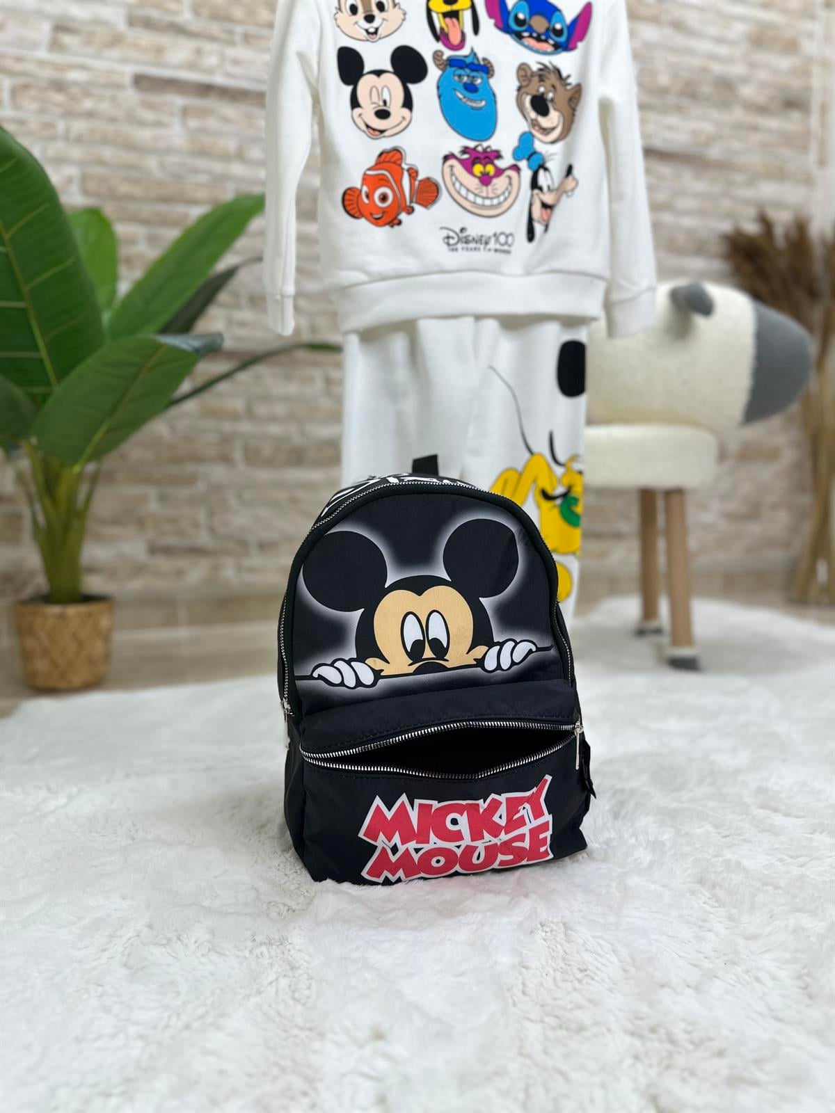 Mickey Mouse Baskı Siyah Çanta