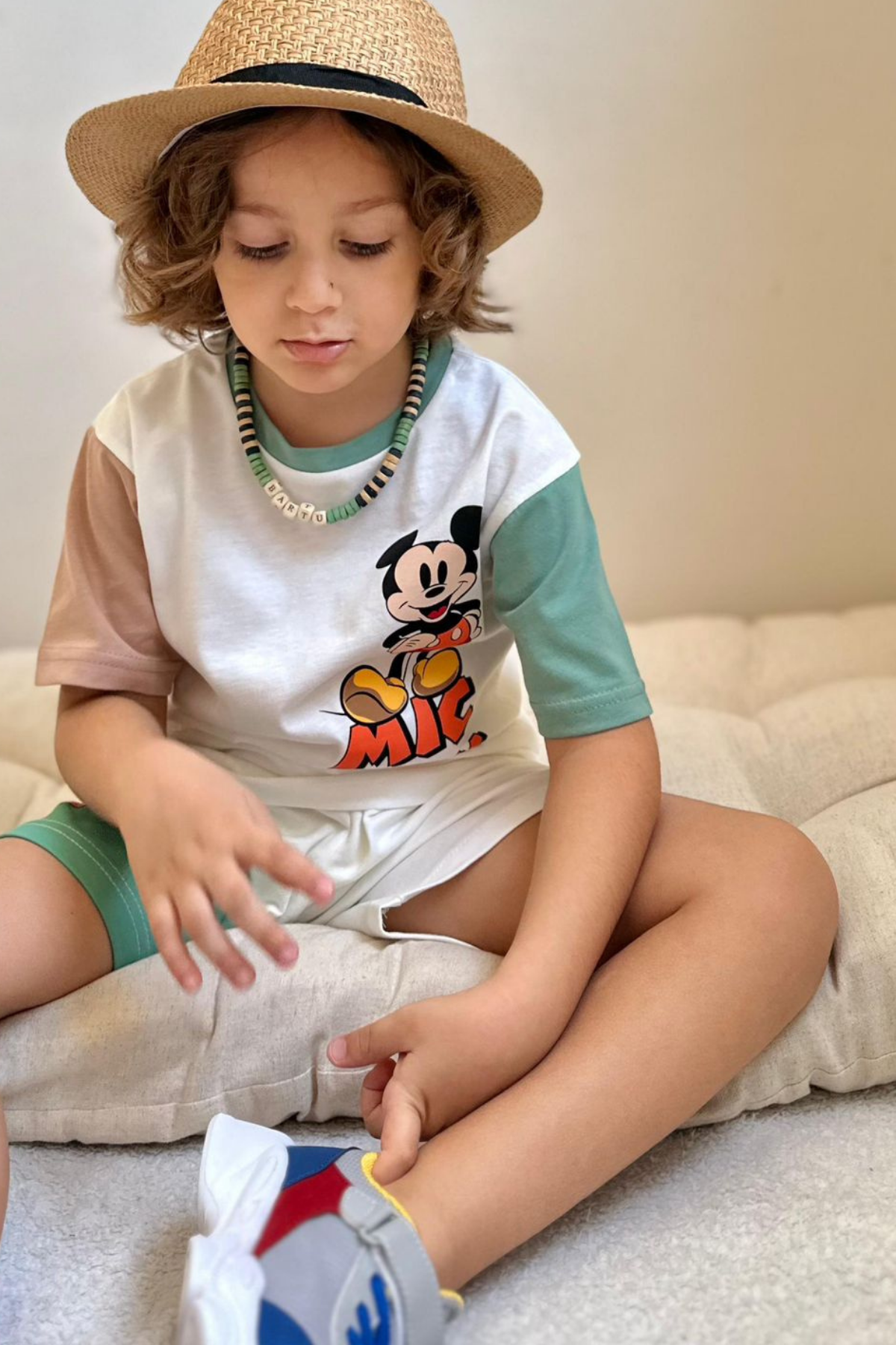 Mickey Yeşil Beyaz Şortlu Takım