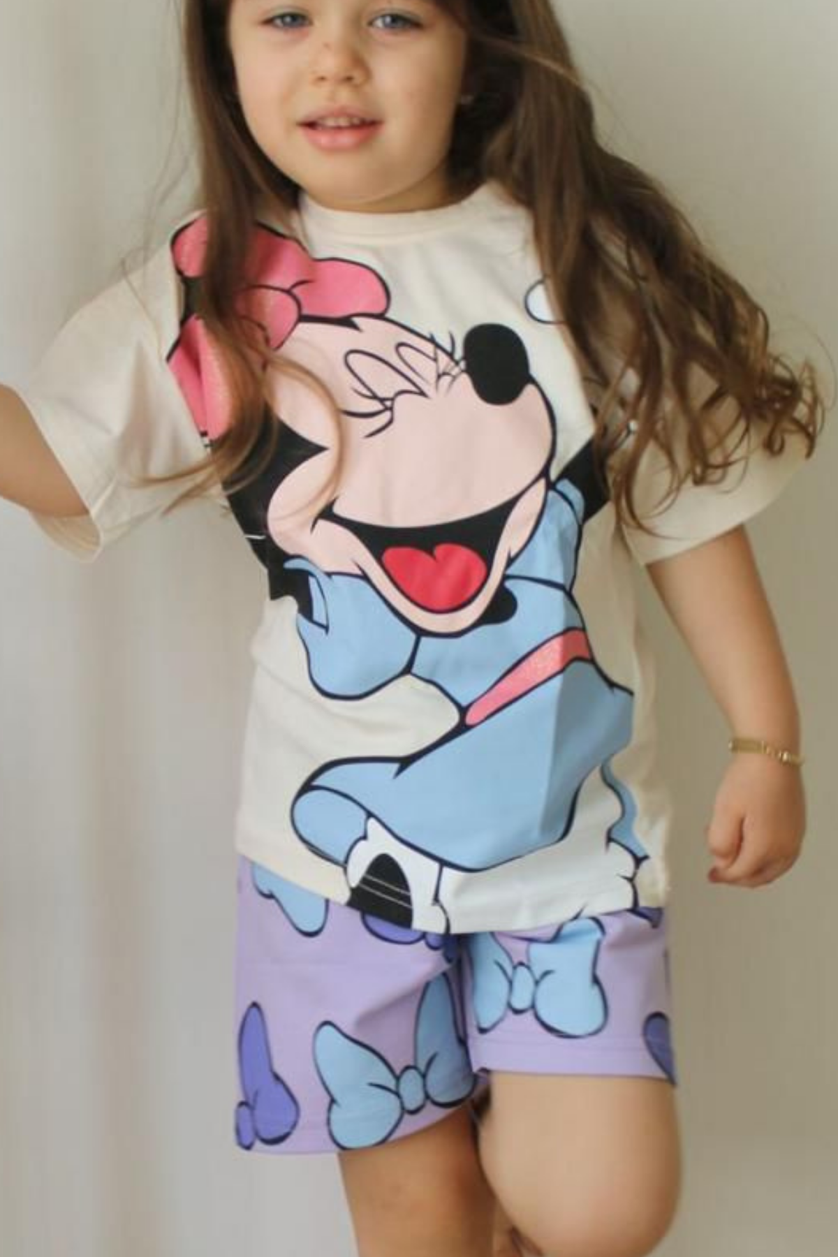 Minnie  Baskı Lila Şortlu Takım