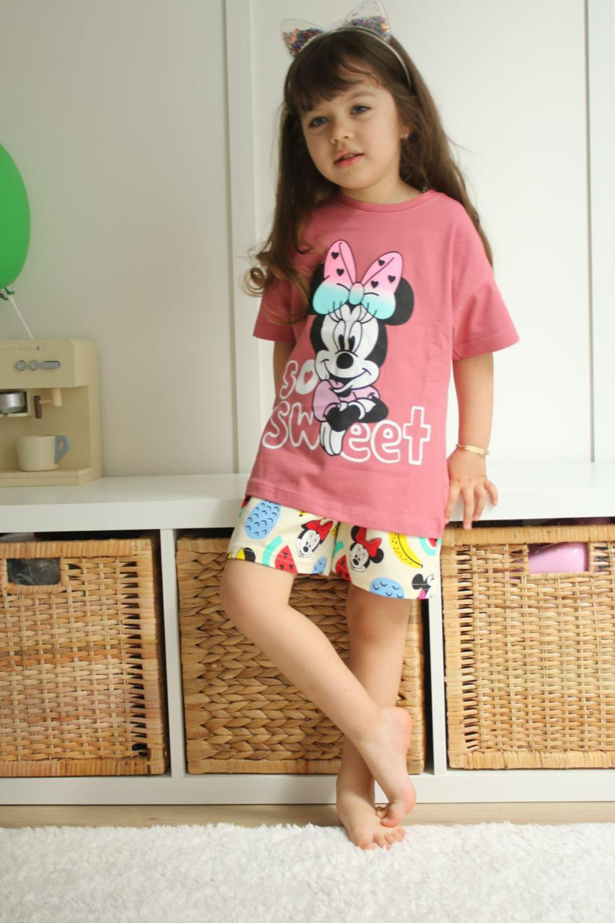 Minnie Gül Kurusu Şortlu Takım