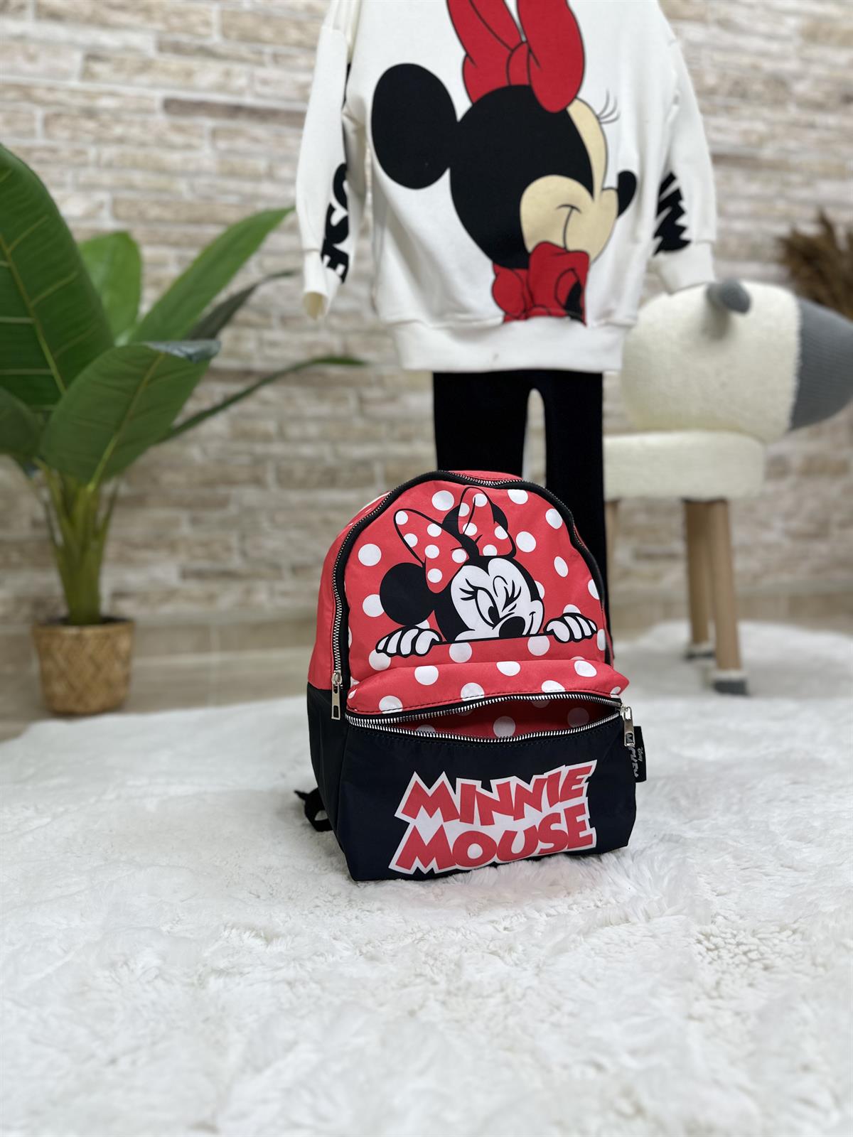 Minnie Mouse Baskı Puantiyeli Kırmızı Çanta