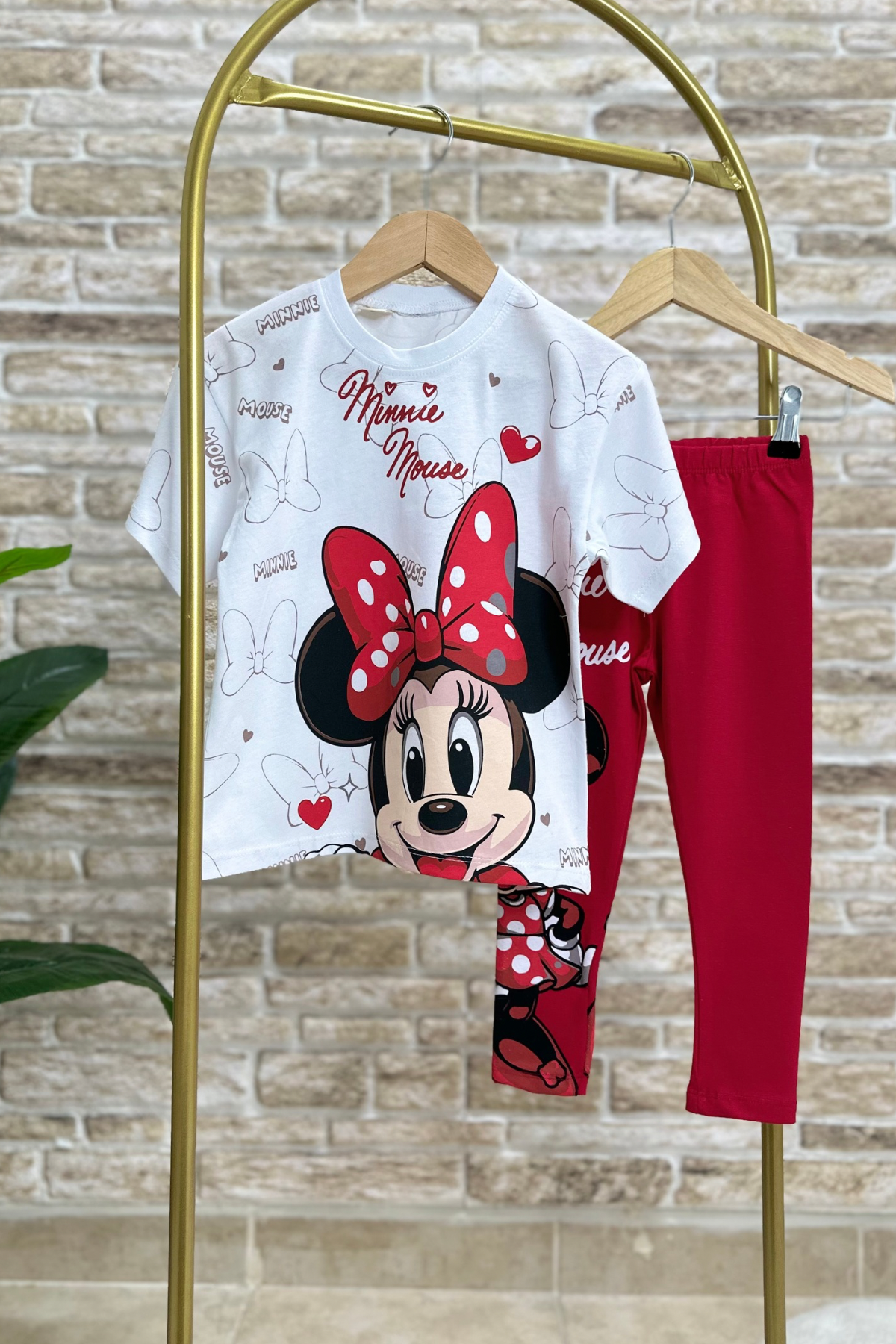 Minnie Mouse Kırmızı Tayt Takım