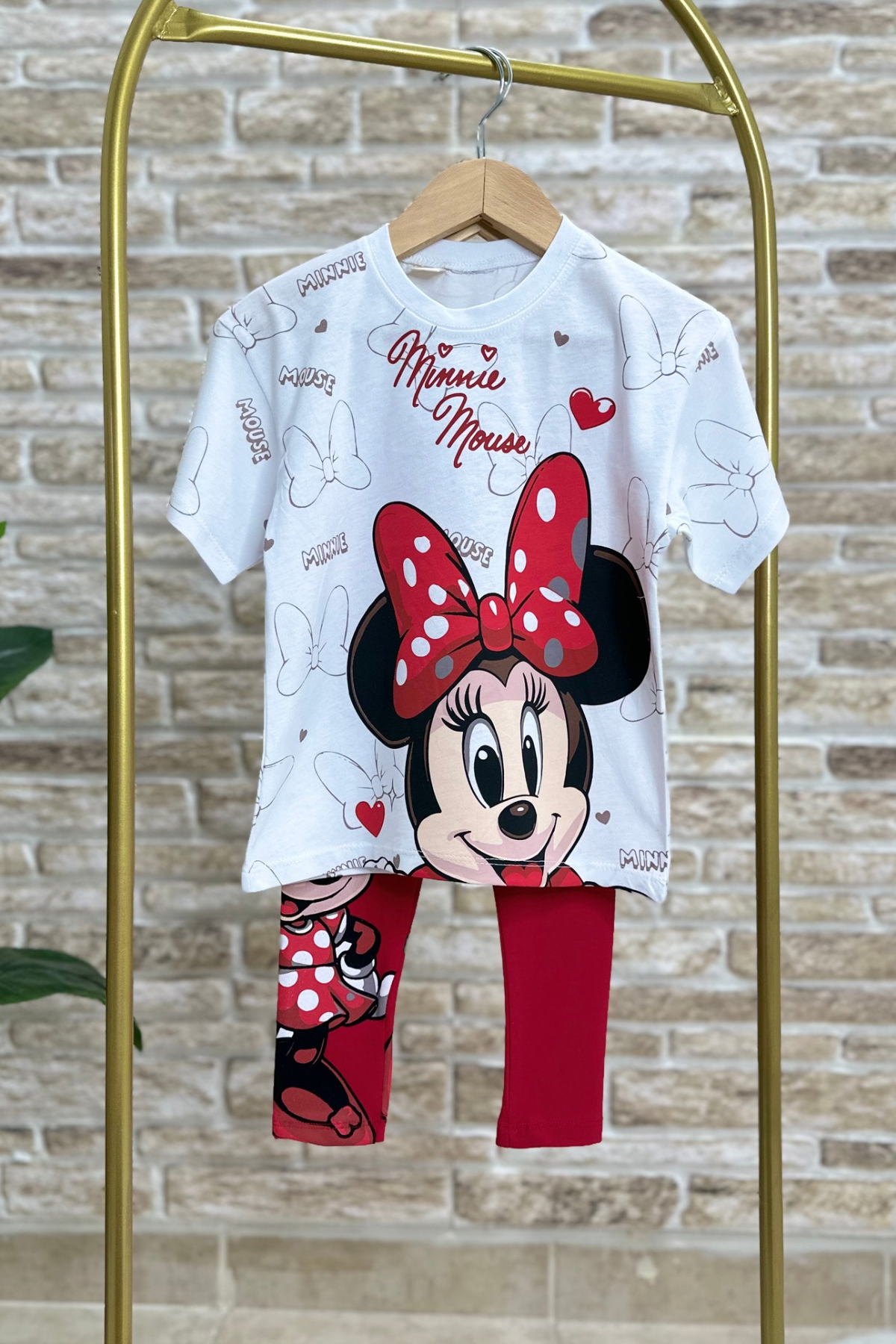 Minnie Mouse Kırmızı Tayt Takım