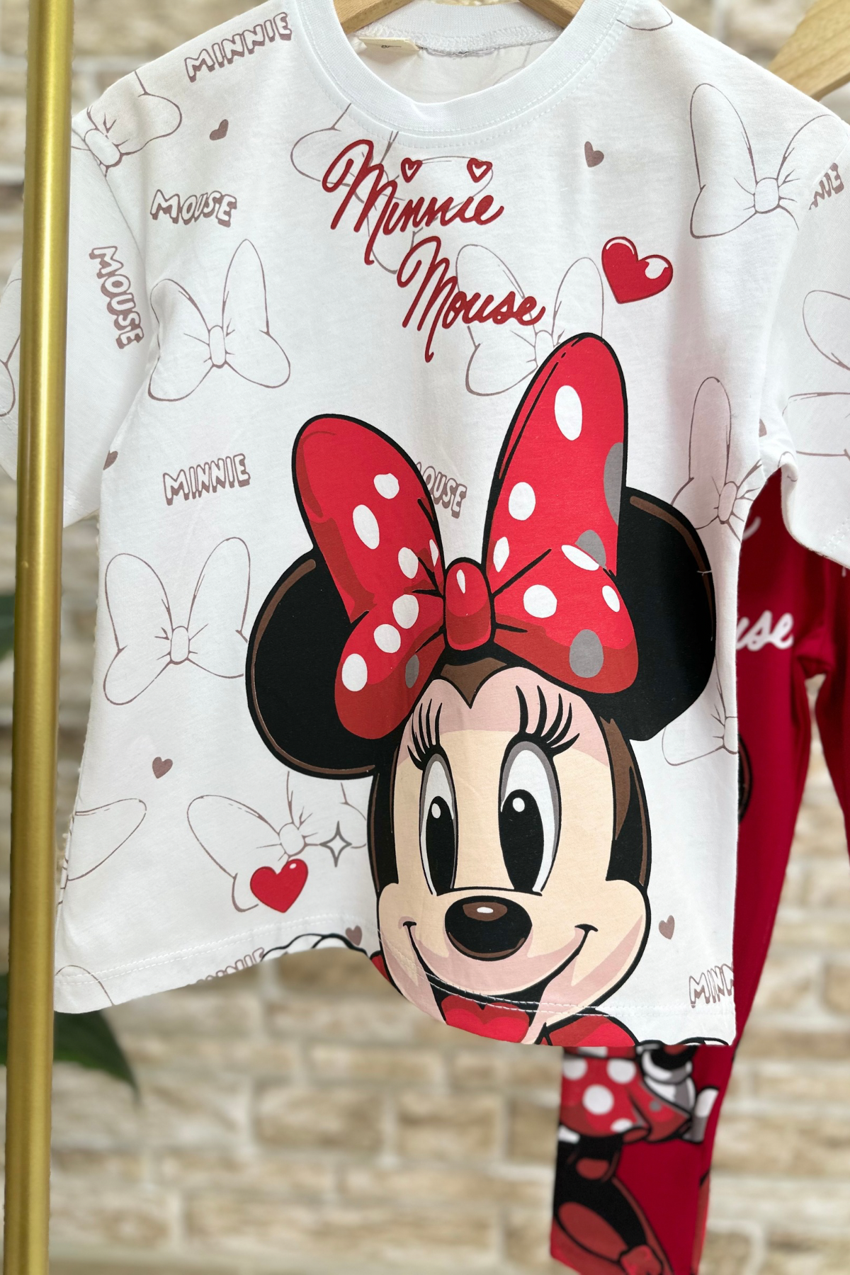 Minnie Mouse Kırmızı Tayt Takım