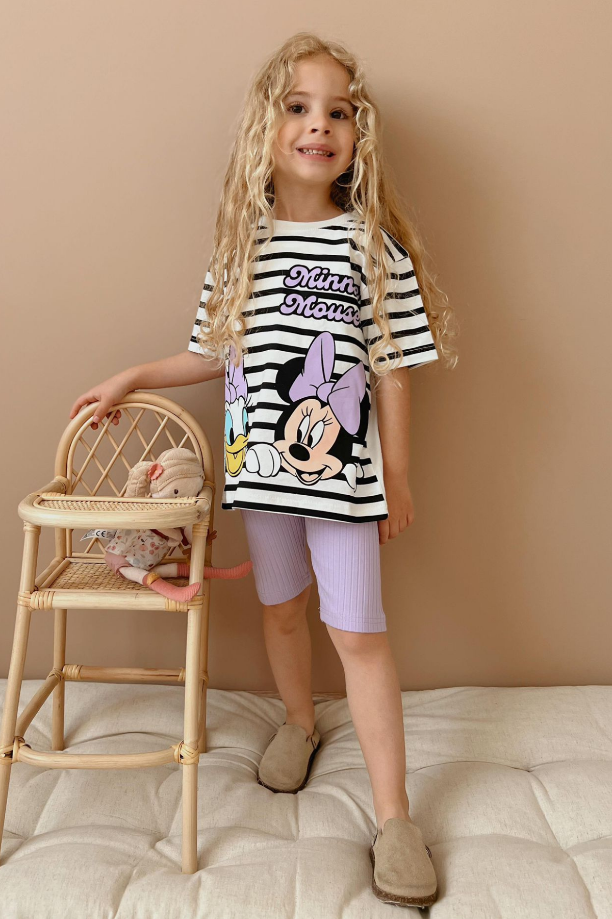 Minnie Mouse Lila Biker Tayt Takım