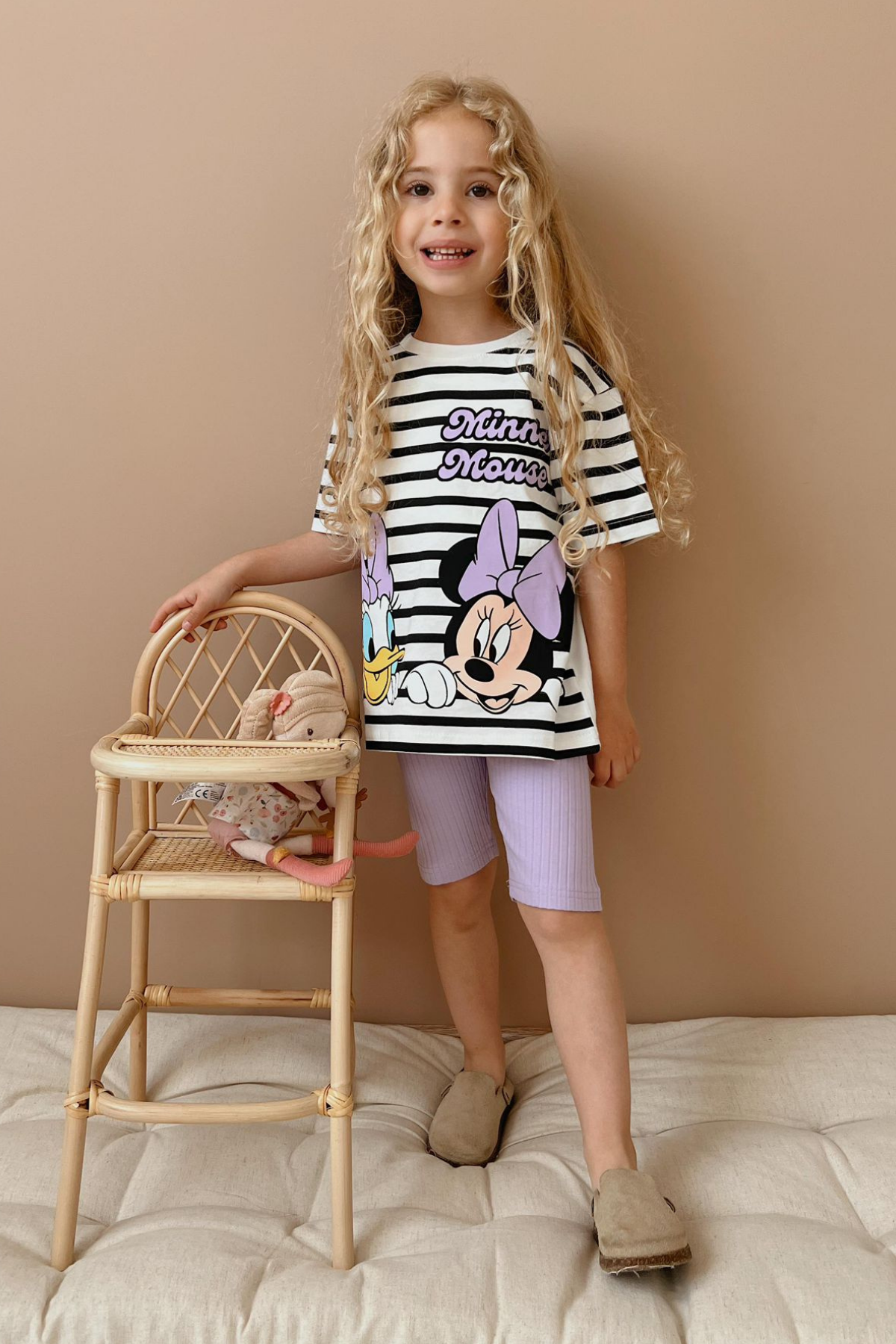 Minnie Mouse Lila Biker Tayt Takım