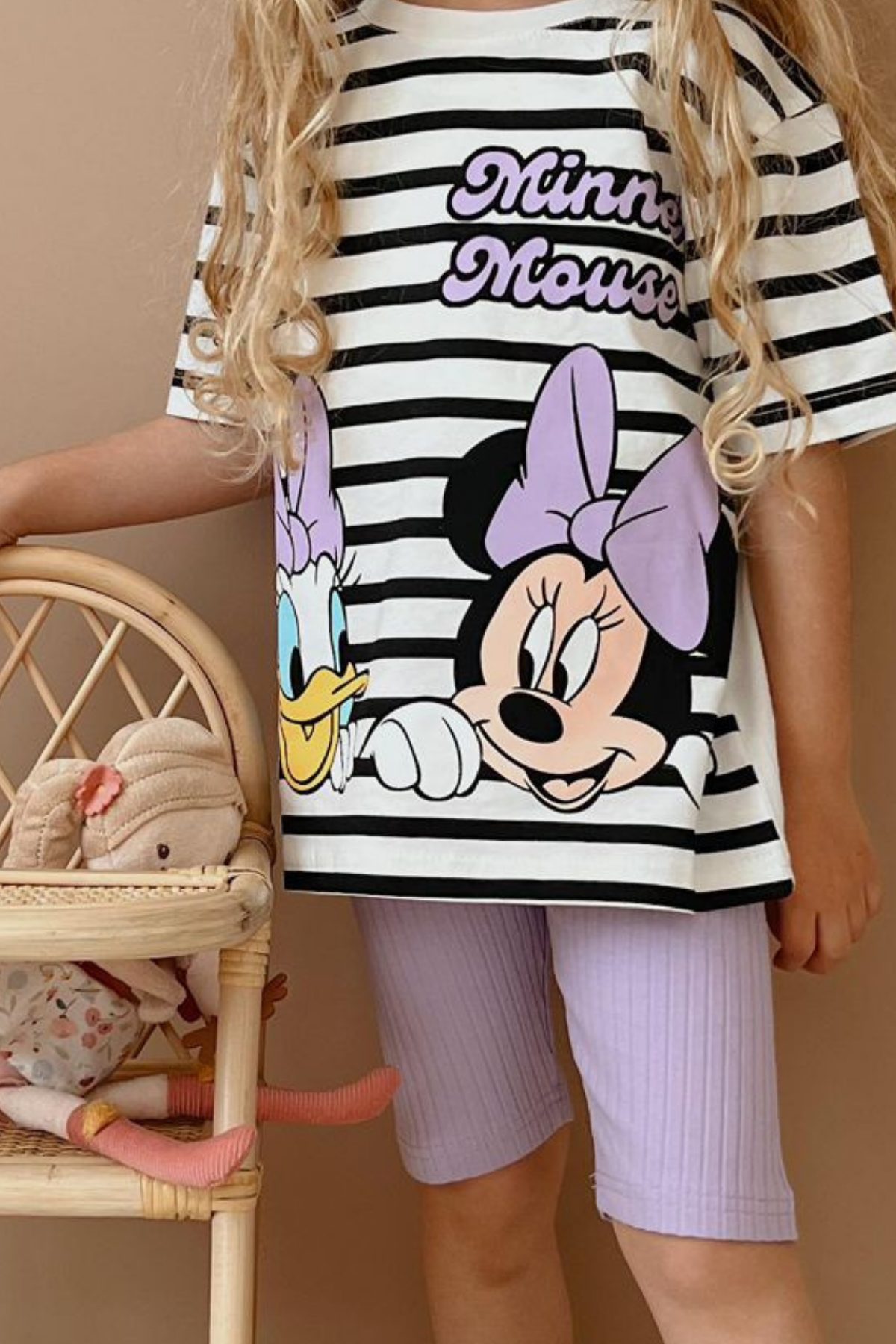 Minnie Mouse Lila Biker Tayt Takım