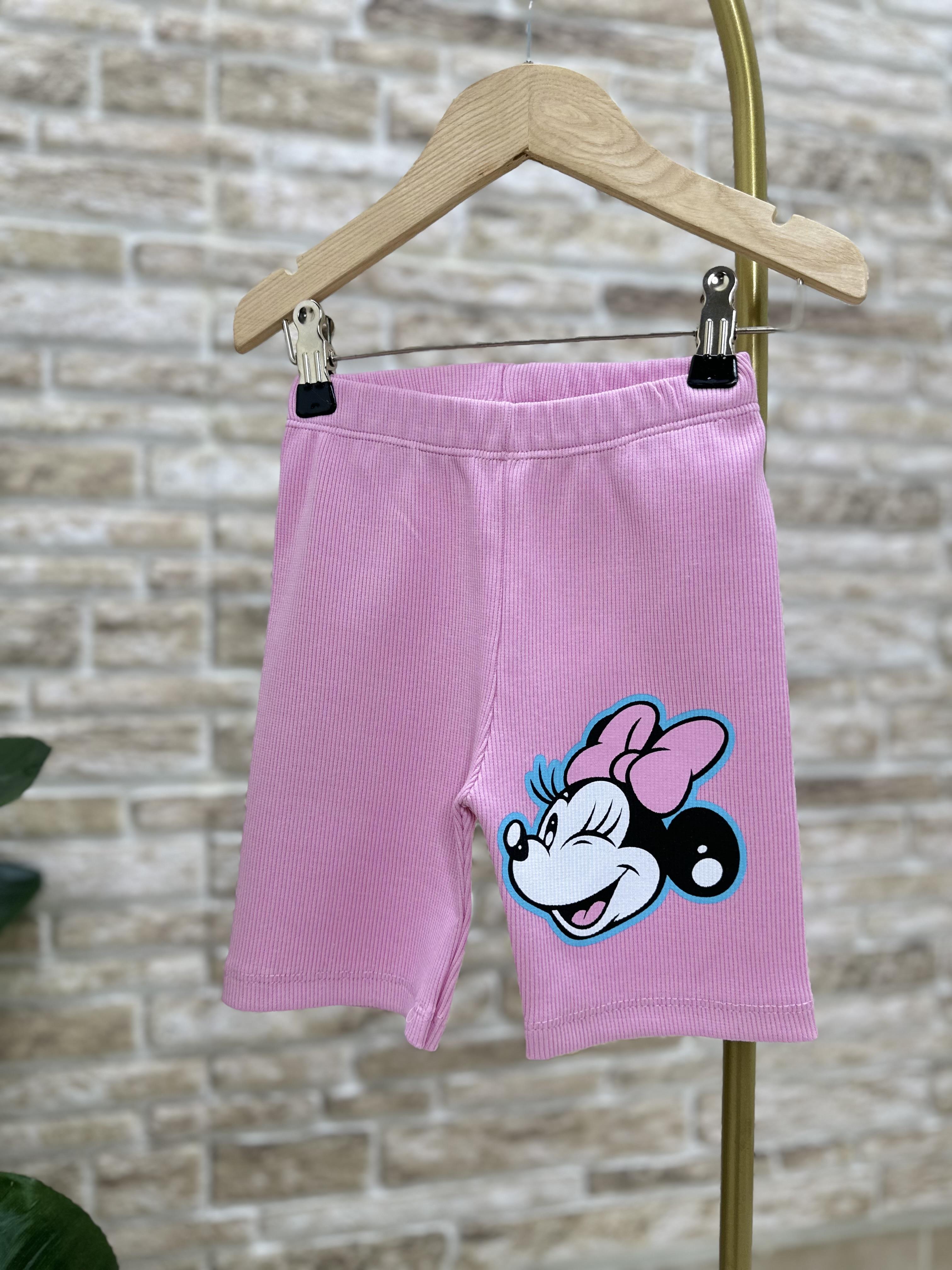 Minnie Siyah Pembe Biker Tayt Takım