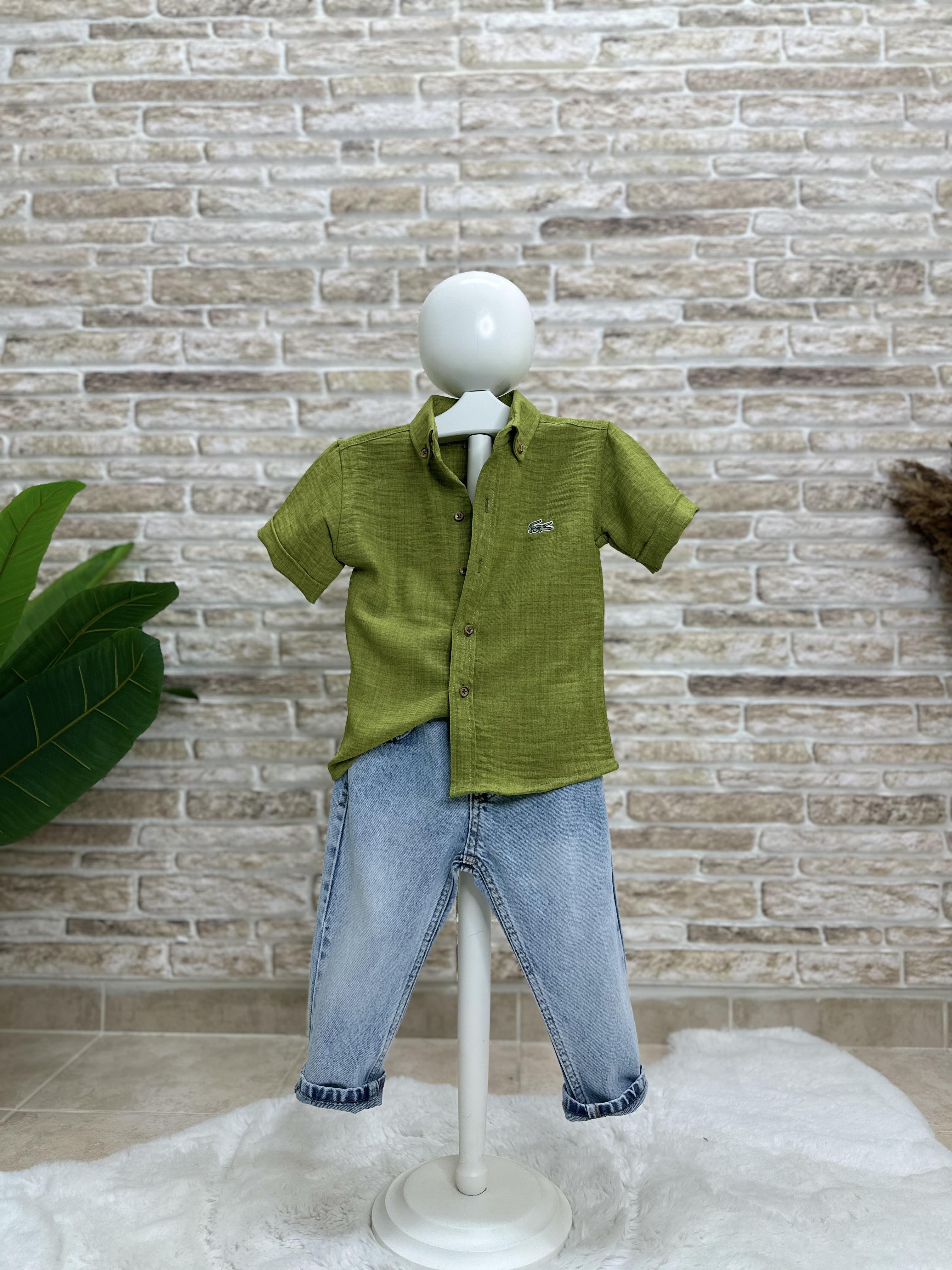 Erkek Çocuk Yağ Yeşili Gömlek
