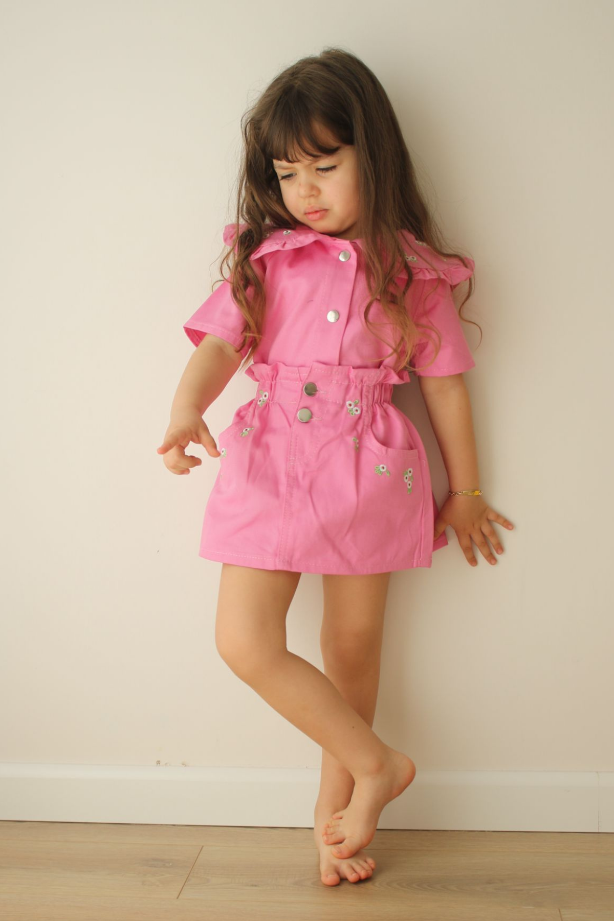 Pembe Denim Etek Takım