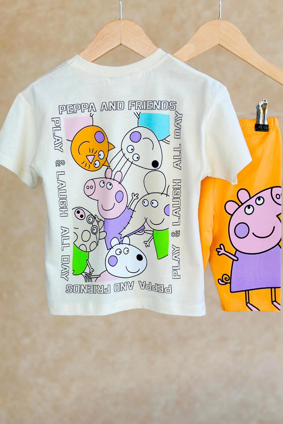 Peppa Oranj Biker Penye Tayt Takım