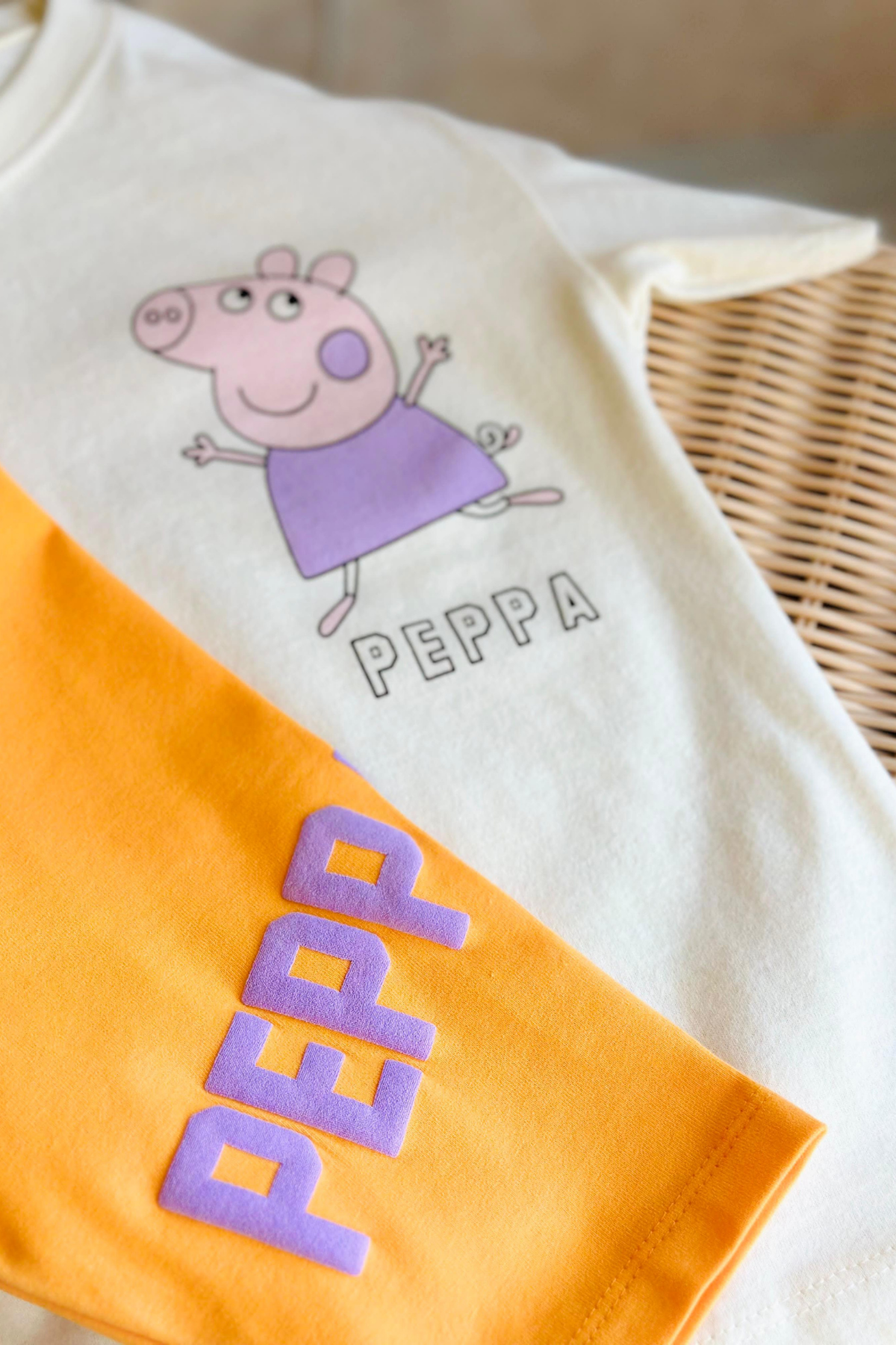 Peppa Oranj Biker Penye Tayt Takım