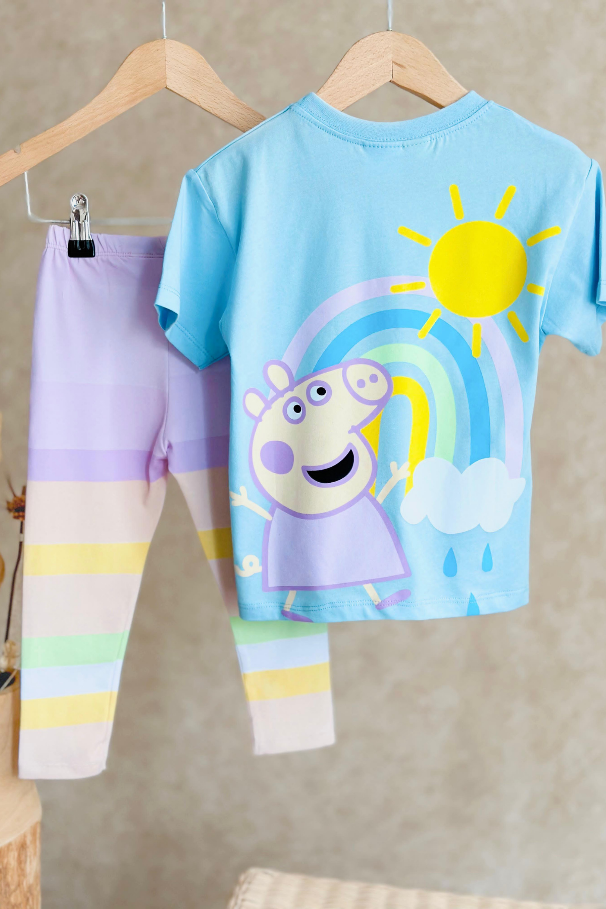 Peppa Renkli Turkuaz Tayt Takım