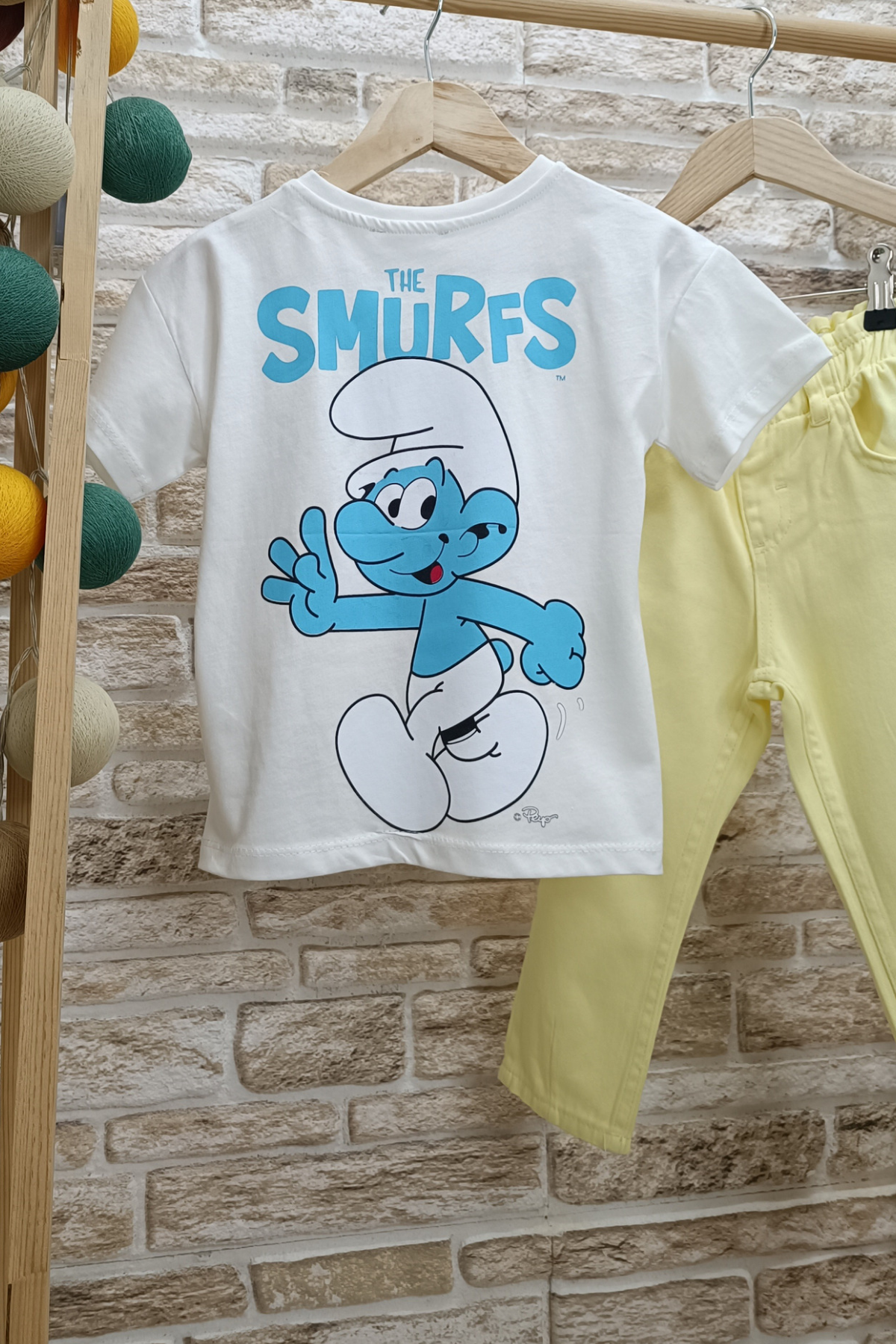 Unisex Çocuk Şirinler Baskılı Beyaz Tshirt