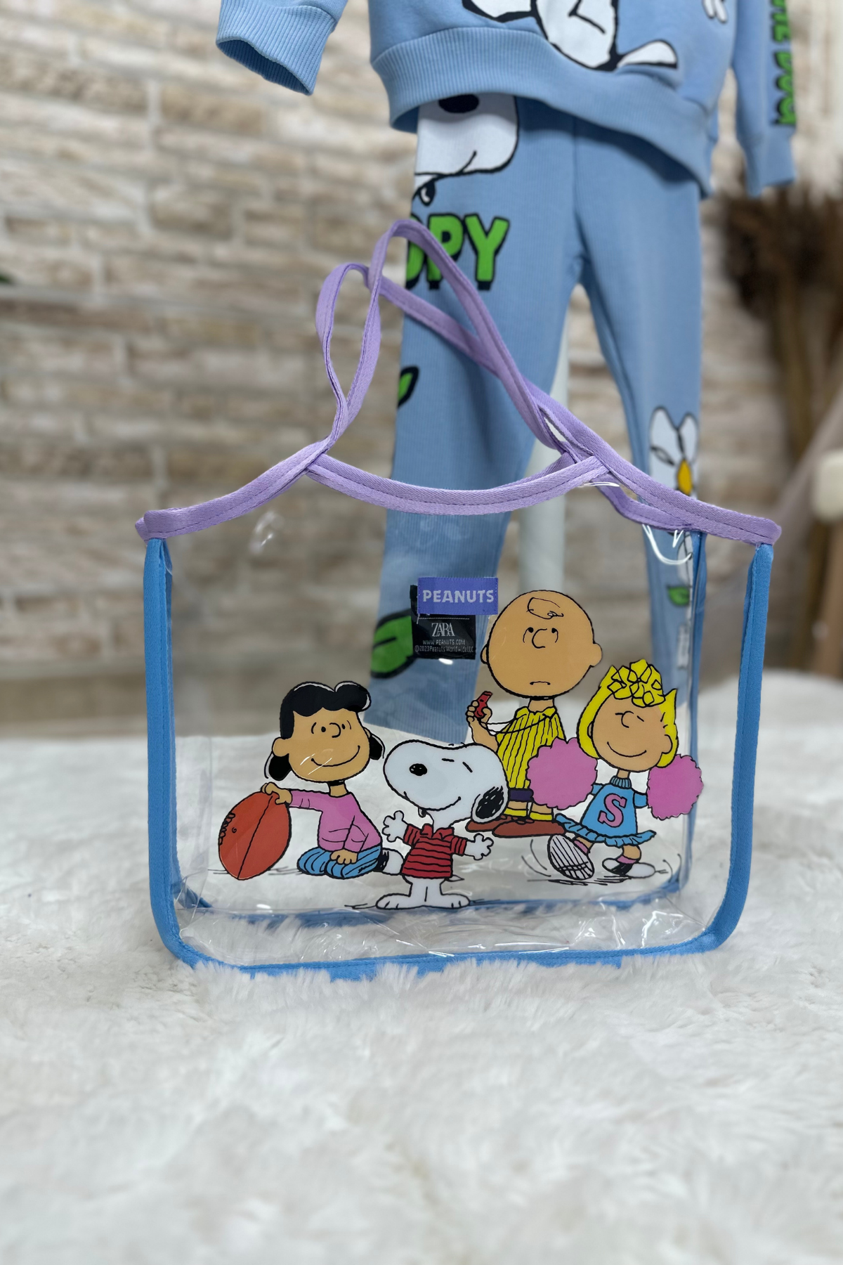 Snopy Penuts Şeffaf Kol Çantası