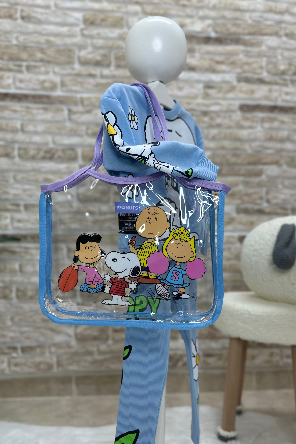 Snopy Penuts Şeffaf Kol Çantası