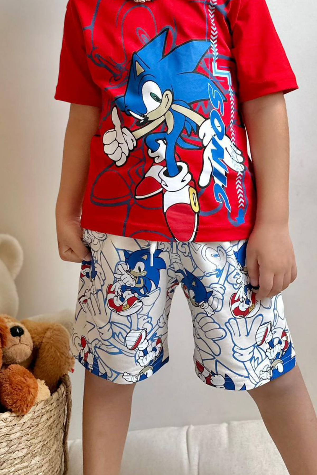 Sonic Kırmızı Şortlu Takım