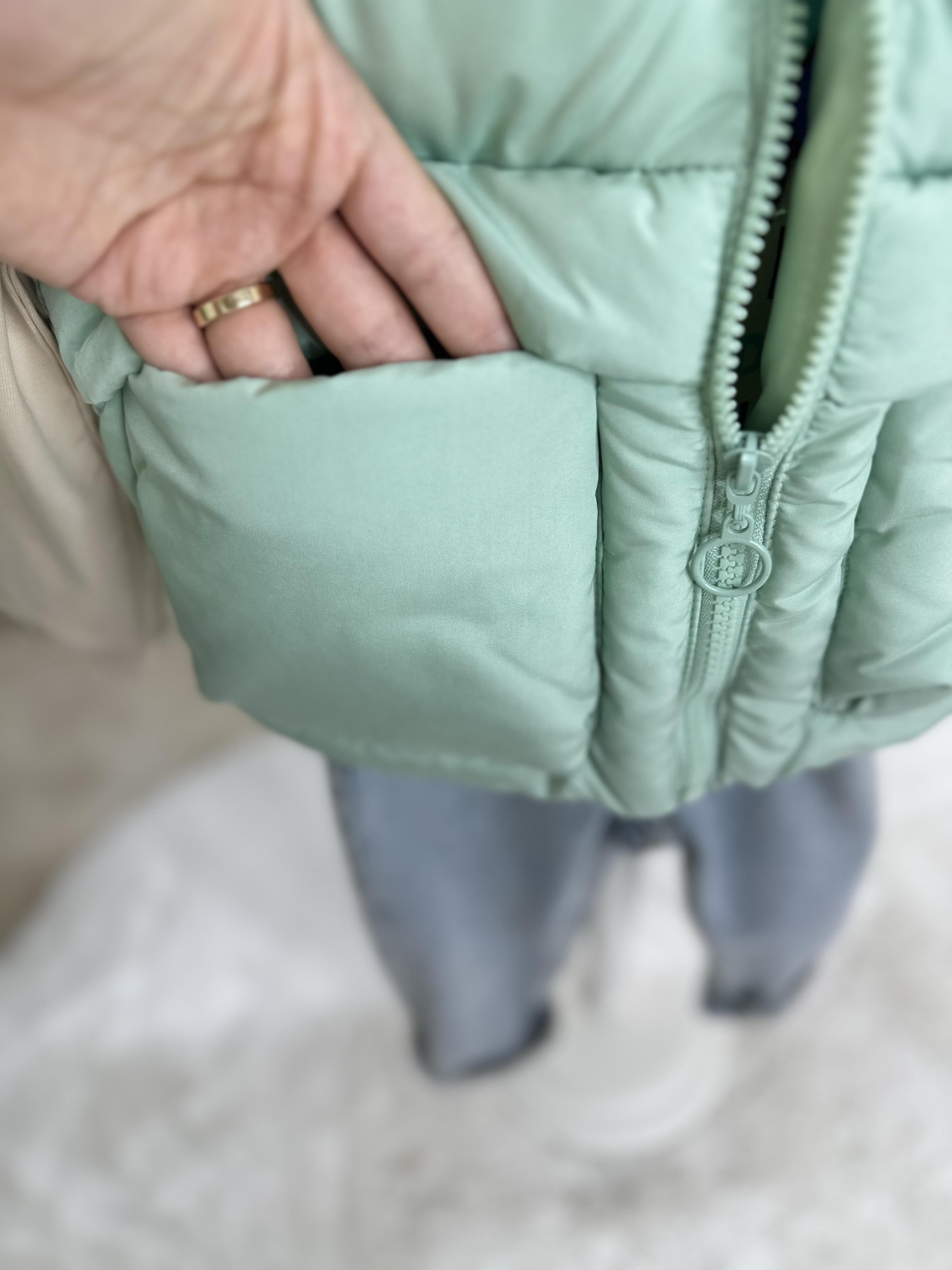 Su Geçirmez Şişme Cepli Mint Yelek