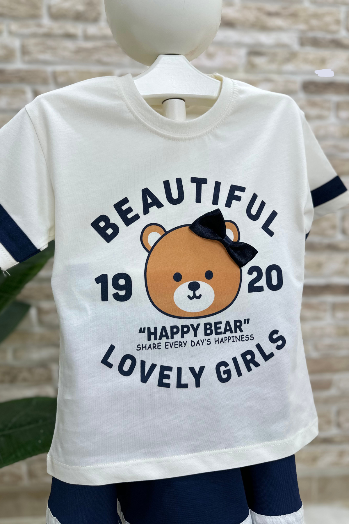 Kız Çocuk Teddy Bear Baskılı Lacivert Etek Takım