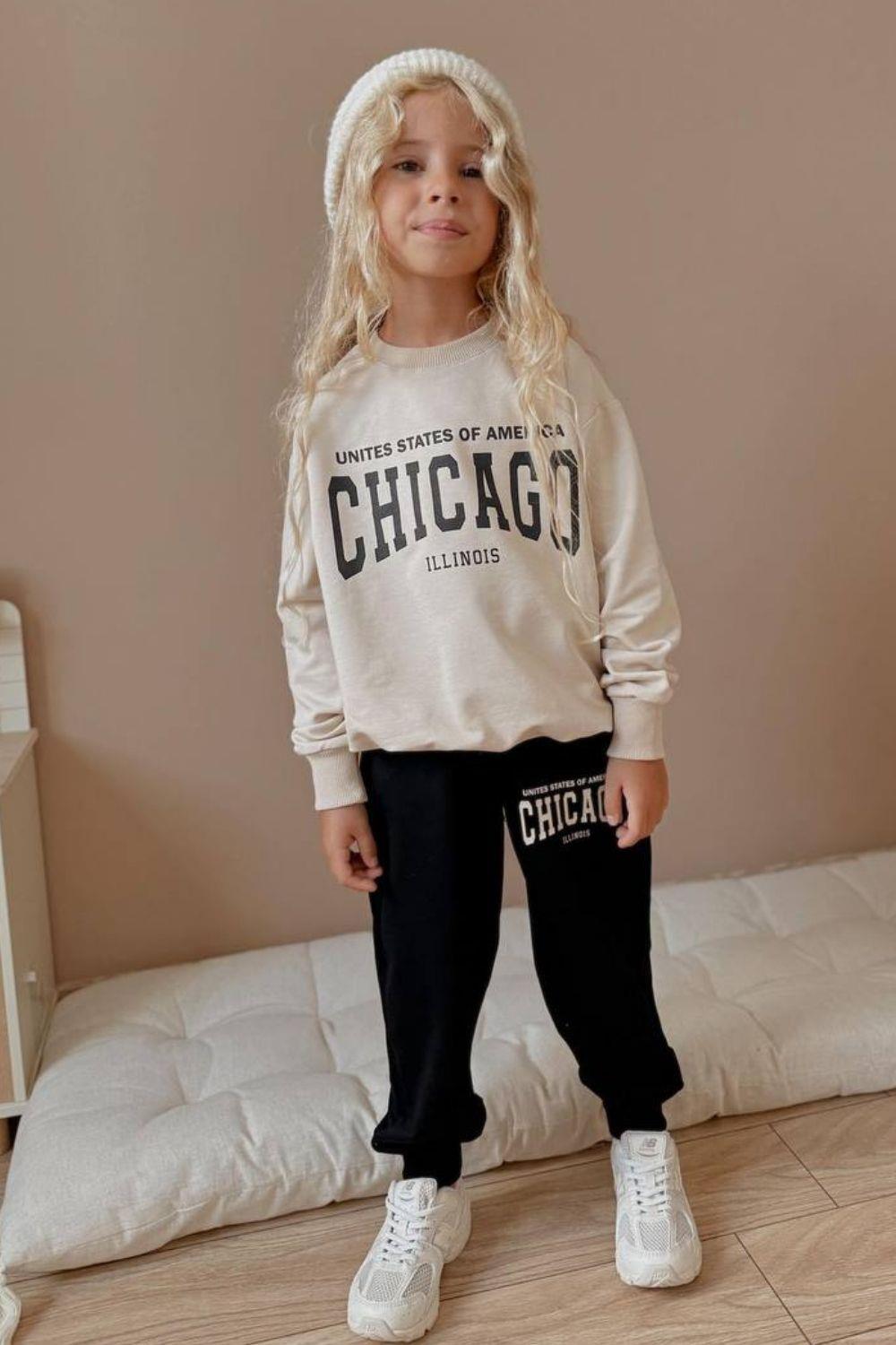 Unisex 2 İplik Chicago Bej Siyah Takım