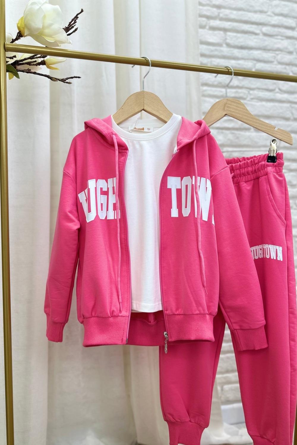 Unisex 2 İplik Fermuarlı Huga Fuşya Takım