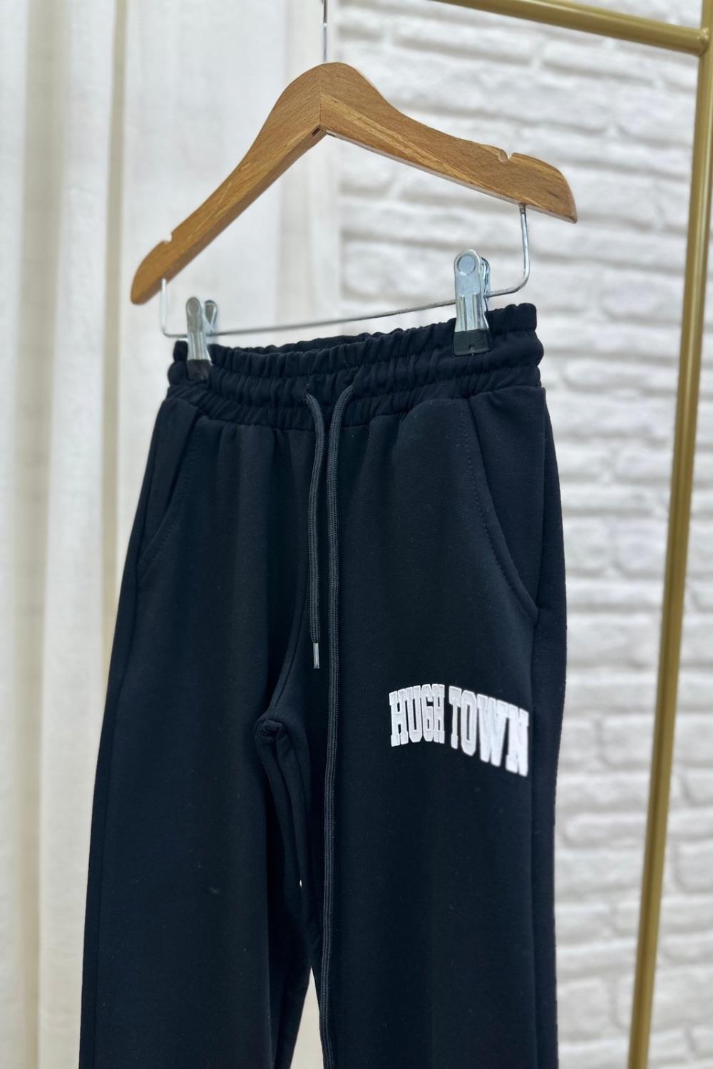 Unisex 2 İplik Fermuarlı Huga Siyah Takım