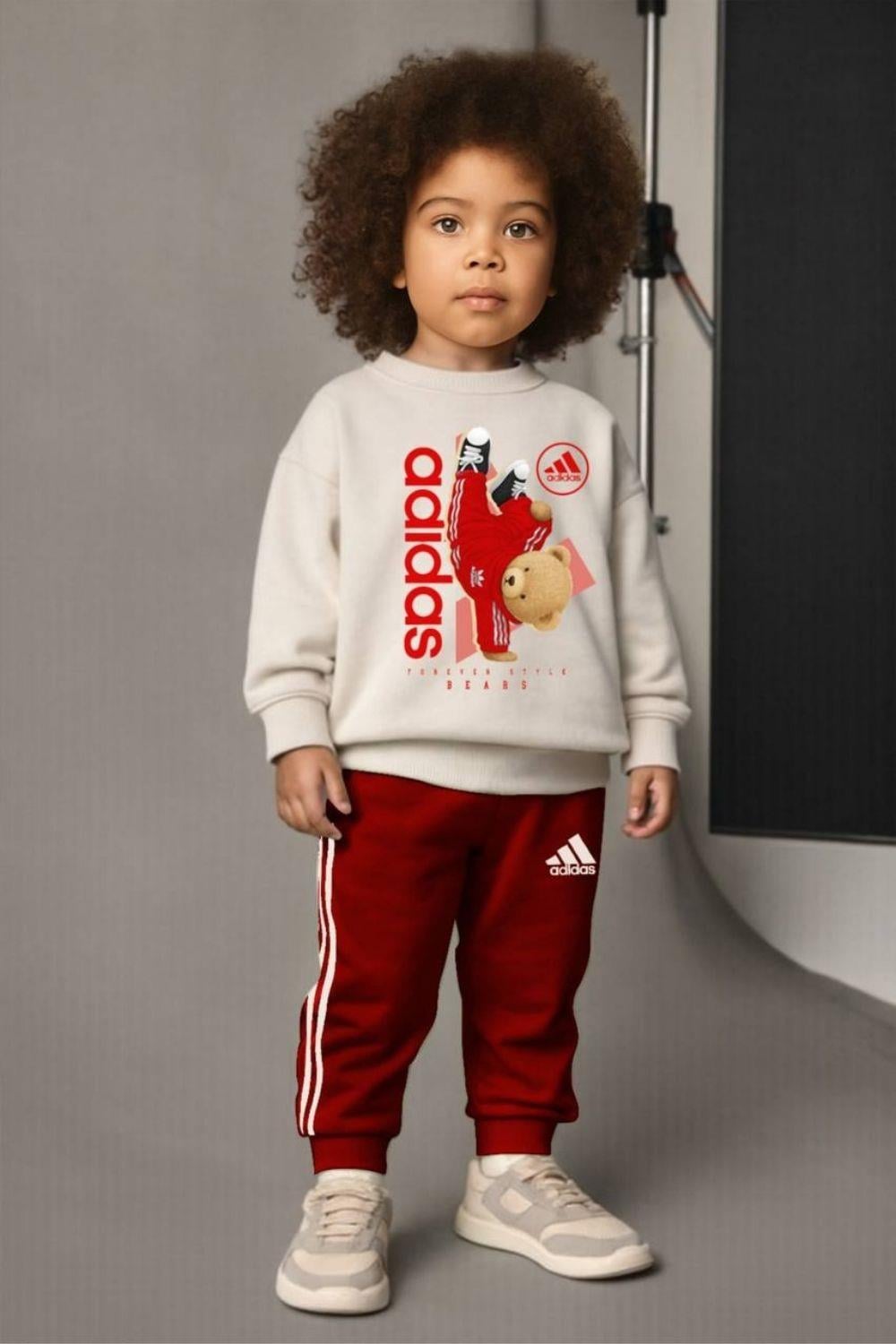 Unisex 3 İplik Ayıcıklı Adids Kırmızı Takım