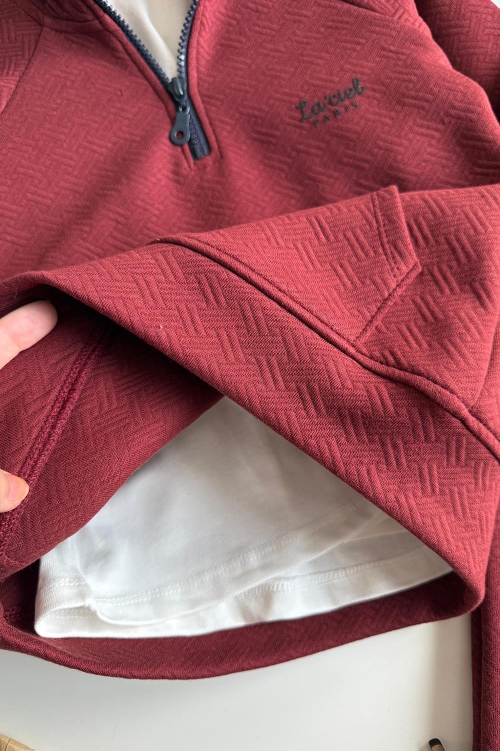 Unisex 3 İplik Balıkçı Dik Yaka Bordo Takım
